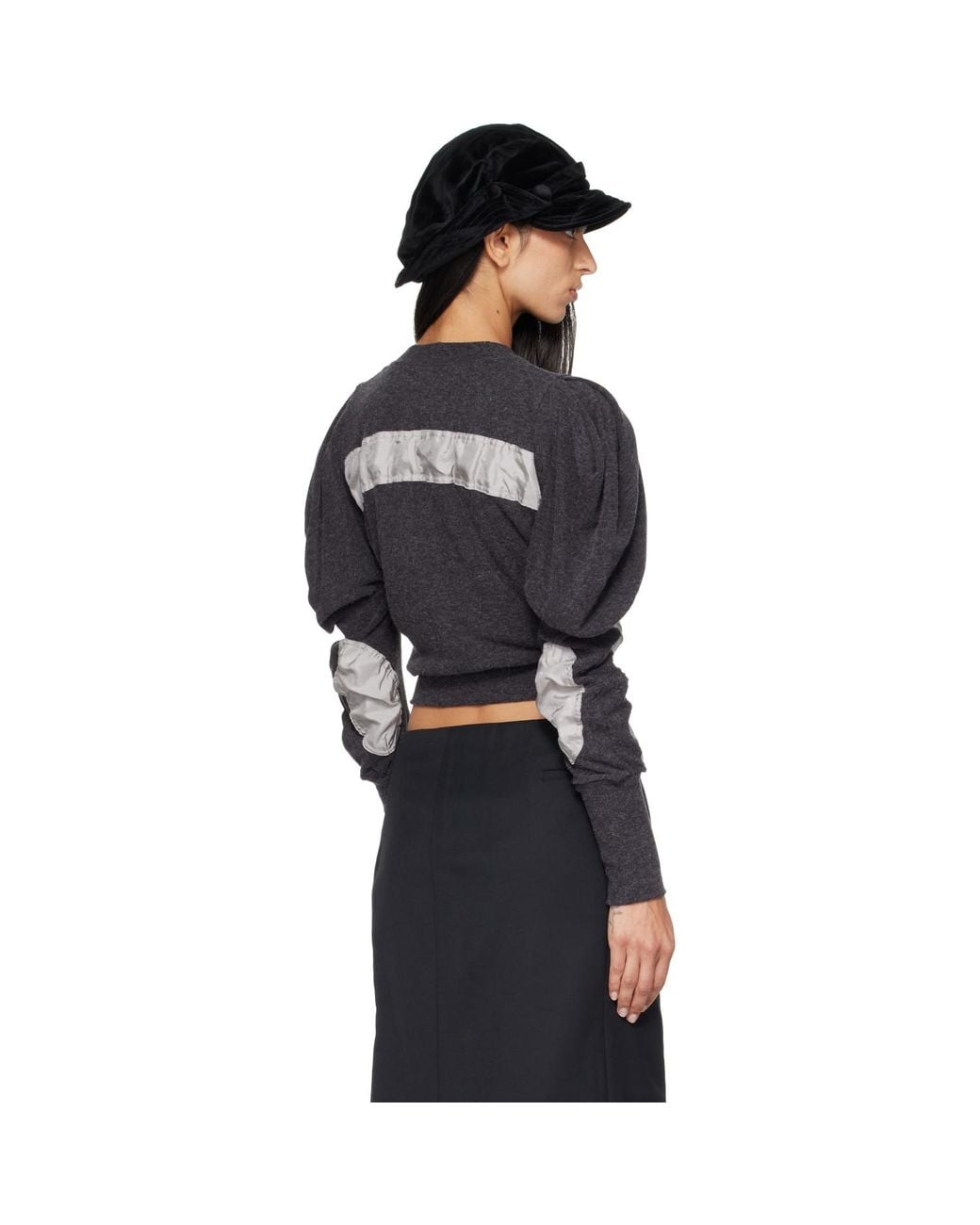 OPEN YY Black Slouchy Puff Panel Cardigan