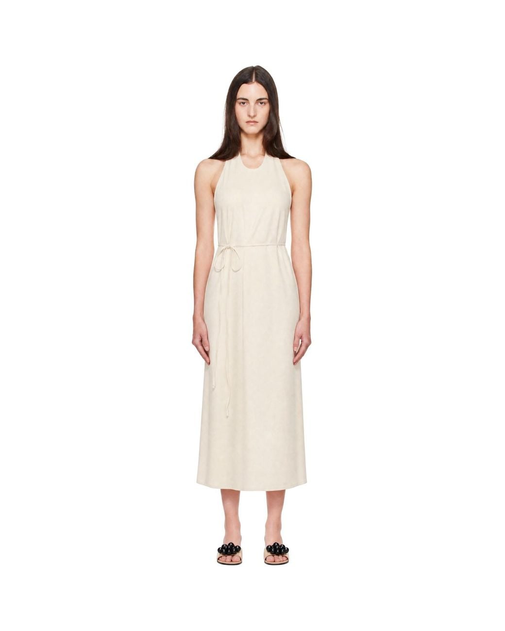 Baserange Natural Off- Apron Midi Dress