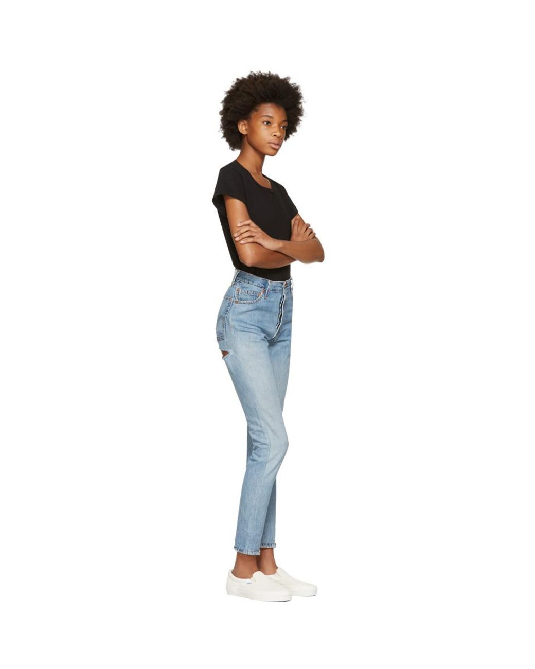 RE/DONE Indigo Levis Edition High-rise Butt Rip Jeans in Blue | Lyst