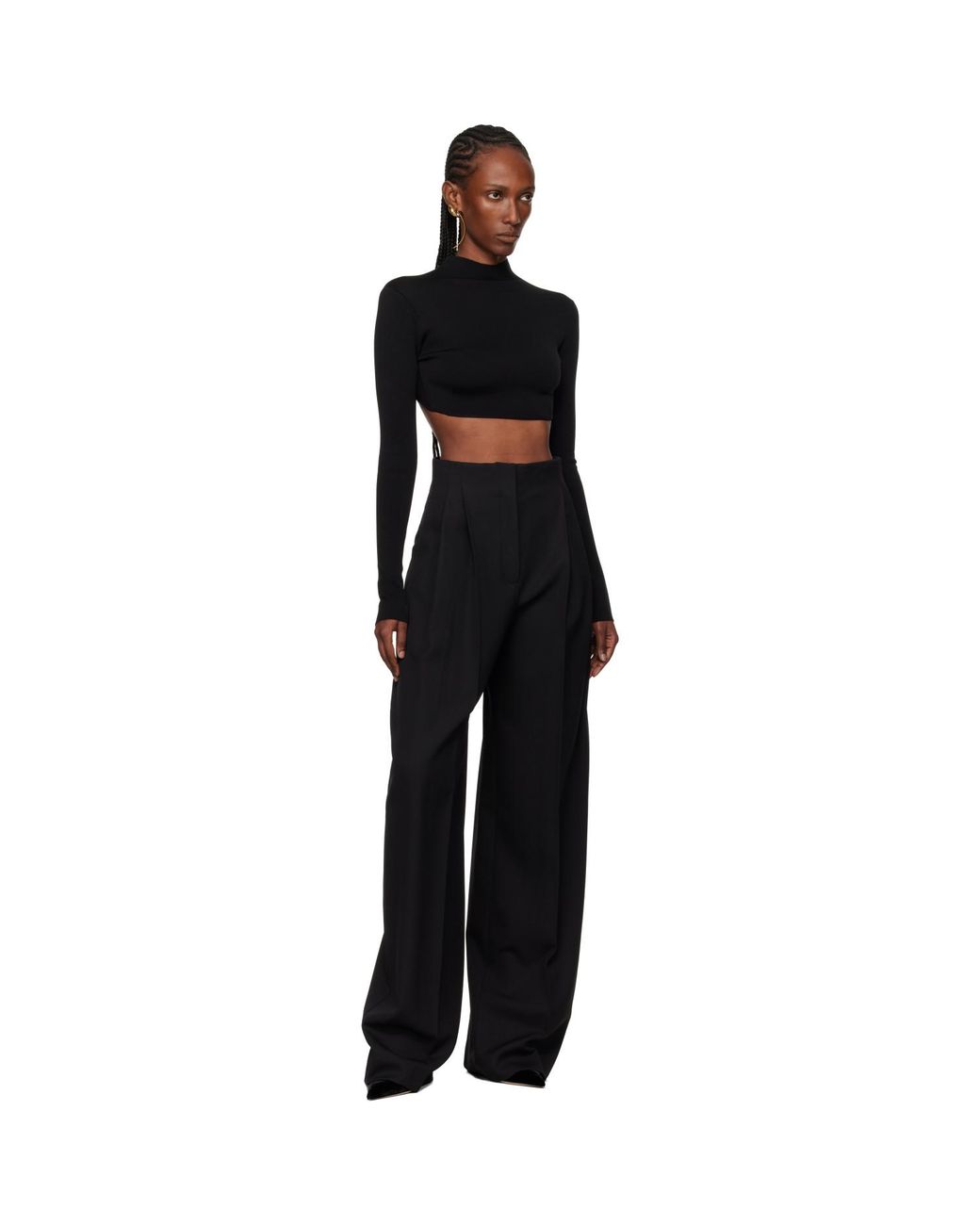 Mugler Black Short Knit Top