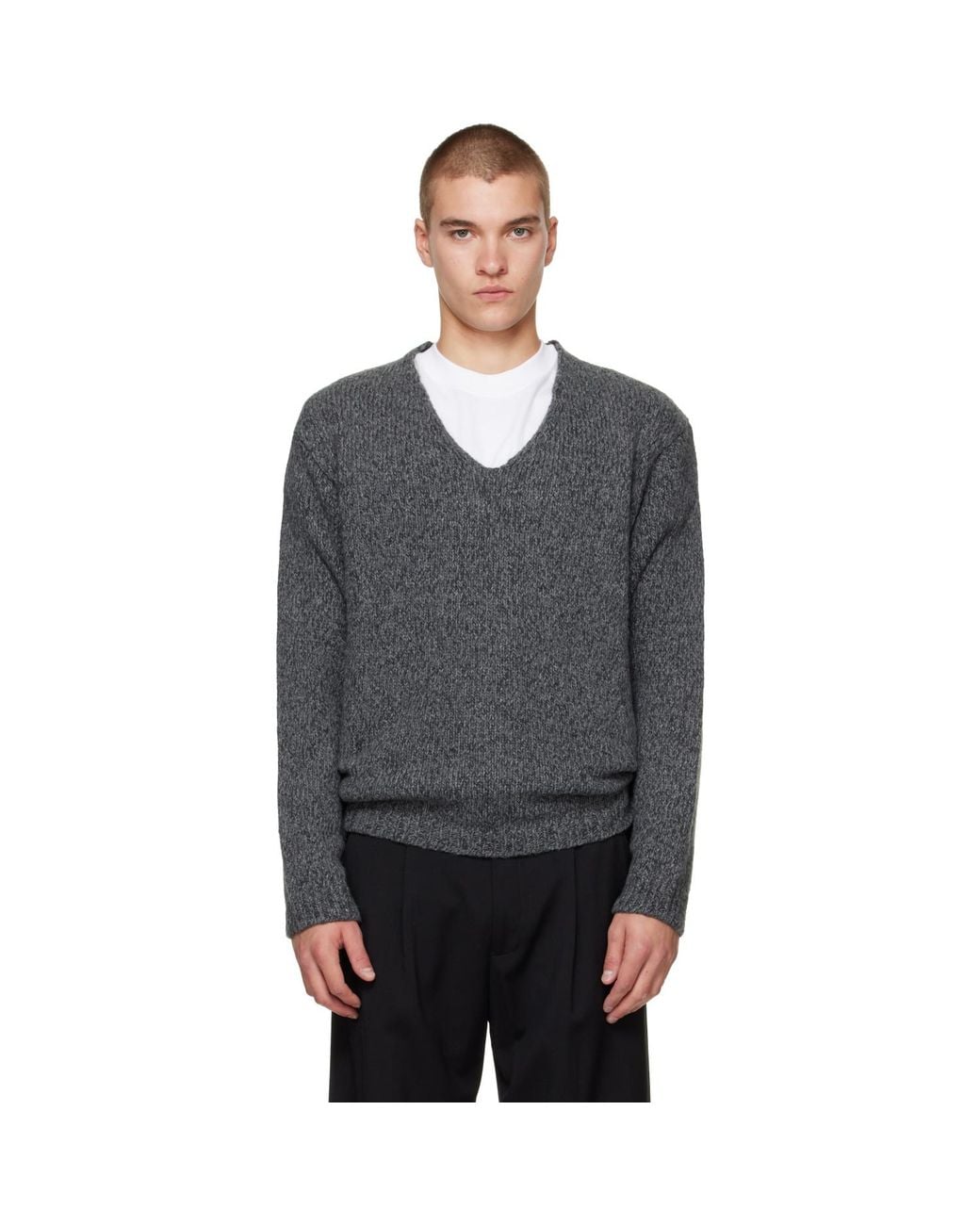 Our Legacy Gray Link V-Neck Sweater for men