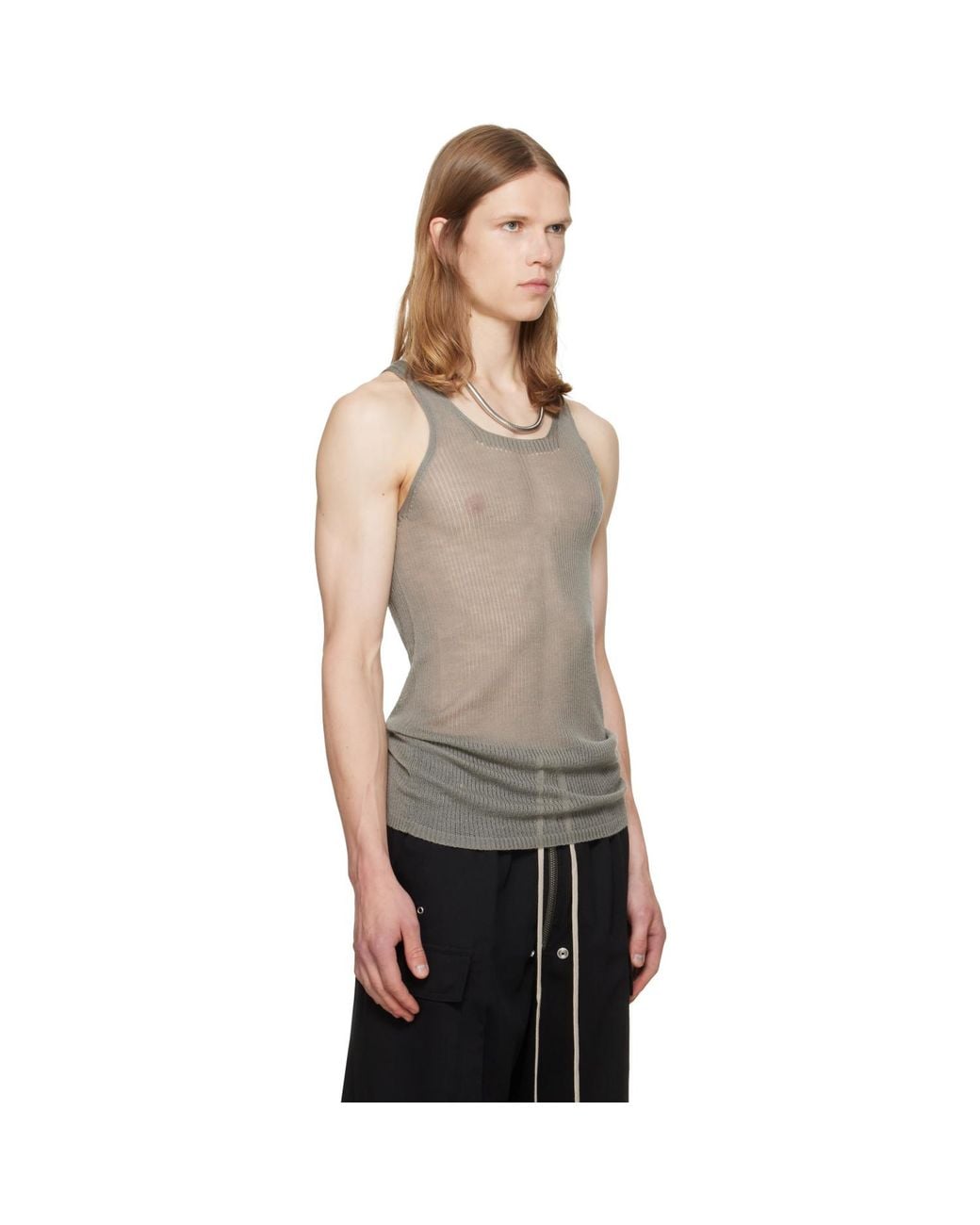 Rick Owens Gray Taupe Tower Pony Tank Top for men