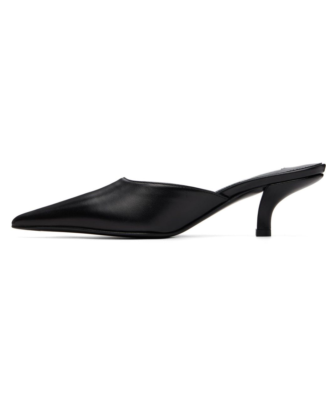 Totême Black Sharp Nappa Mule Heels