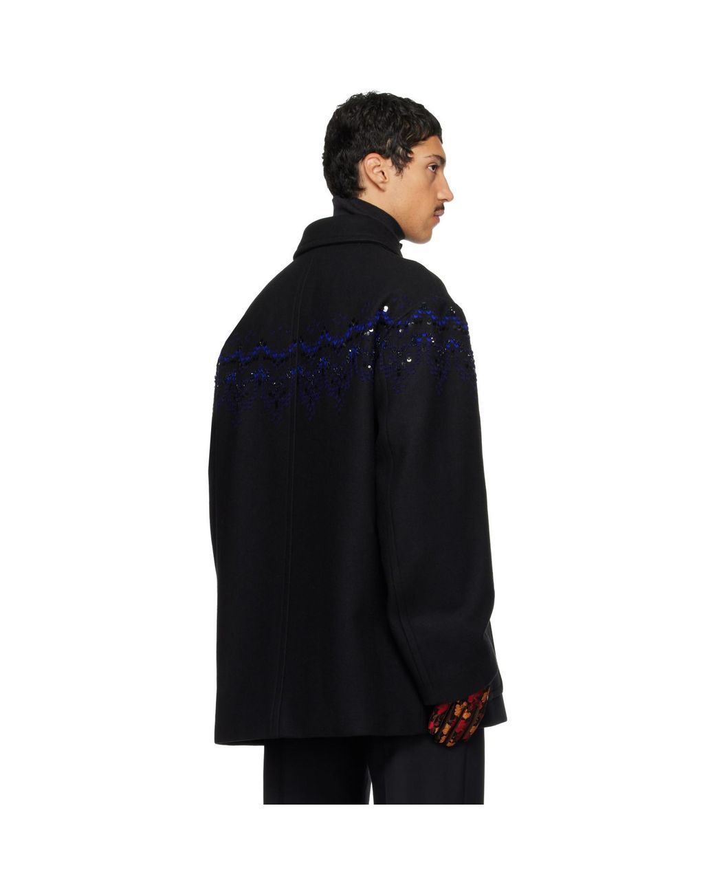 Dries Van Noten Black Wool Coat for men