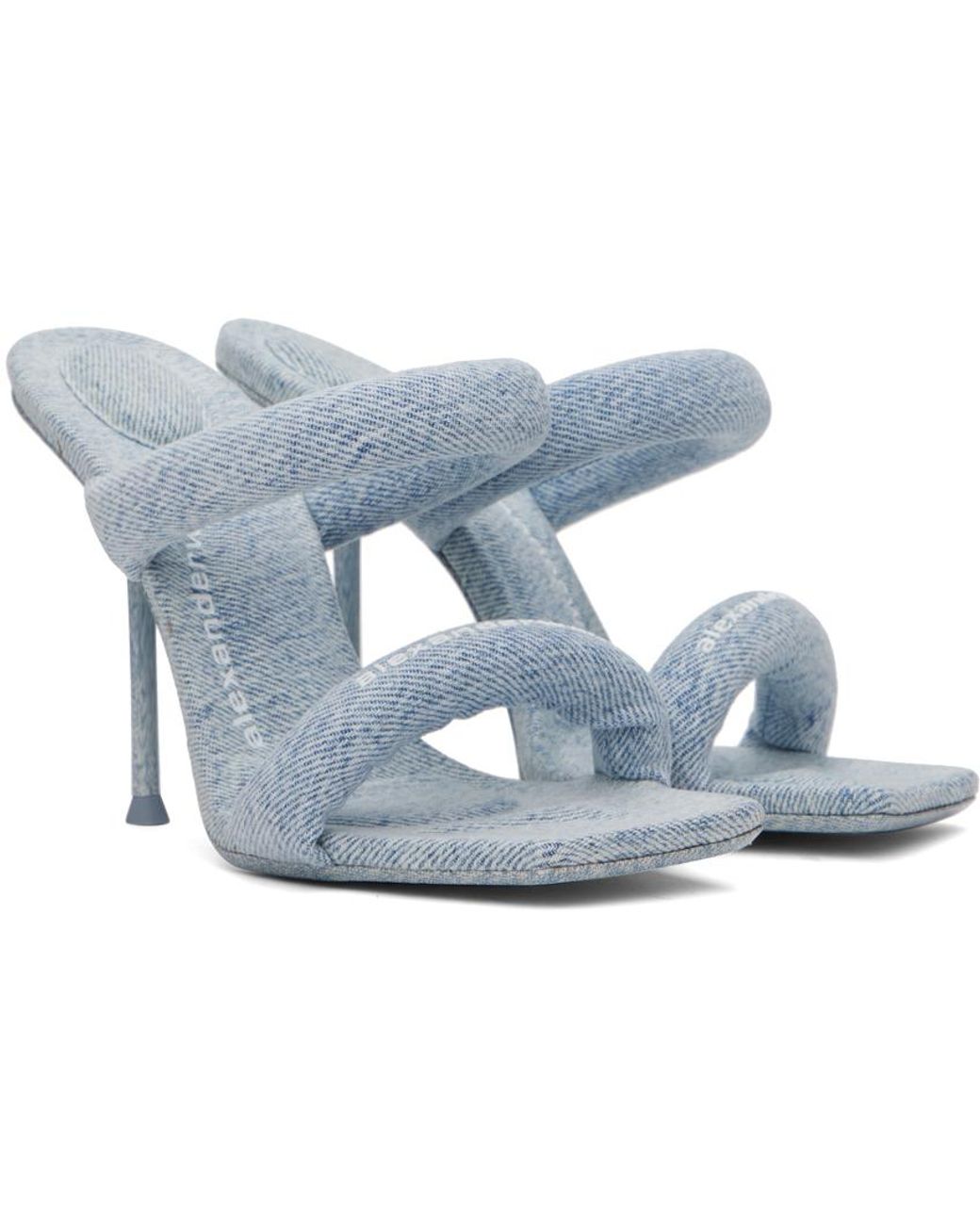 Alexander Wang ☆Julie 105mm Denim Hotfix ヒールサンダル julie 105mm denim crystal hotfix tubular sandal in WASHED