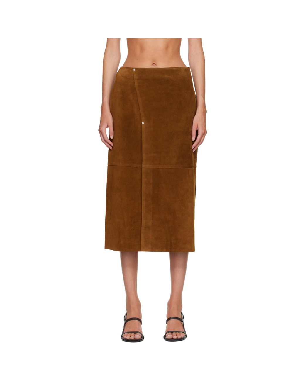 Studio Nicholson Brown Tan Melete Suede Maxi Skirt