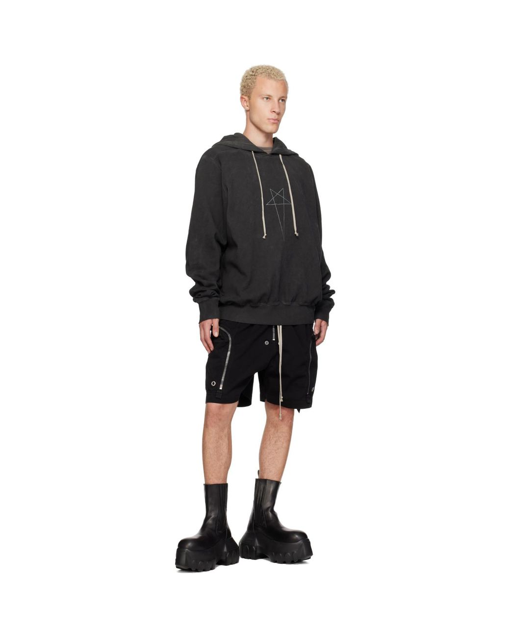 Rick Owens Black Tower Oversized Hoodie for men