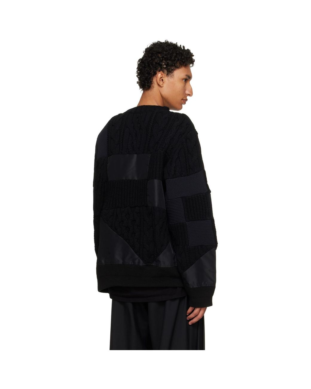 Sacai Black A.P.C. Edition Quilts Knit Sweater for men