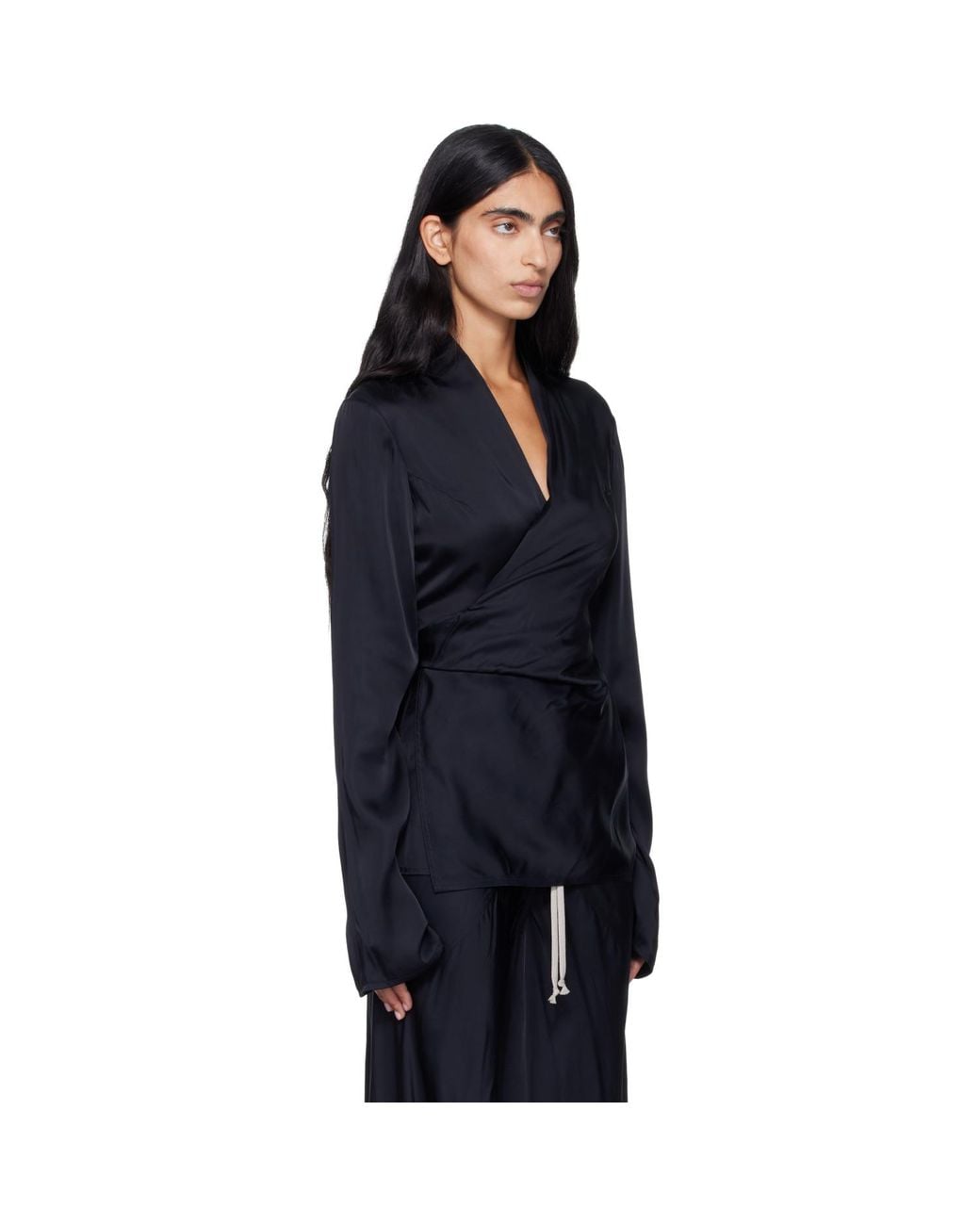 Rick Owens Blue Tower Laura Ls Blouse