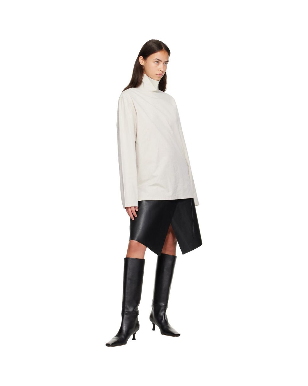 Lemaire White Off- High Neck Top