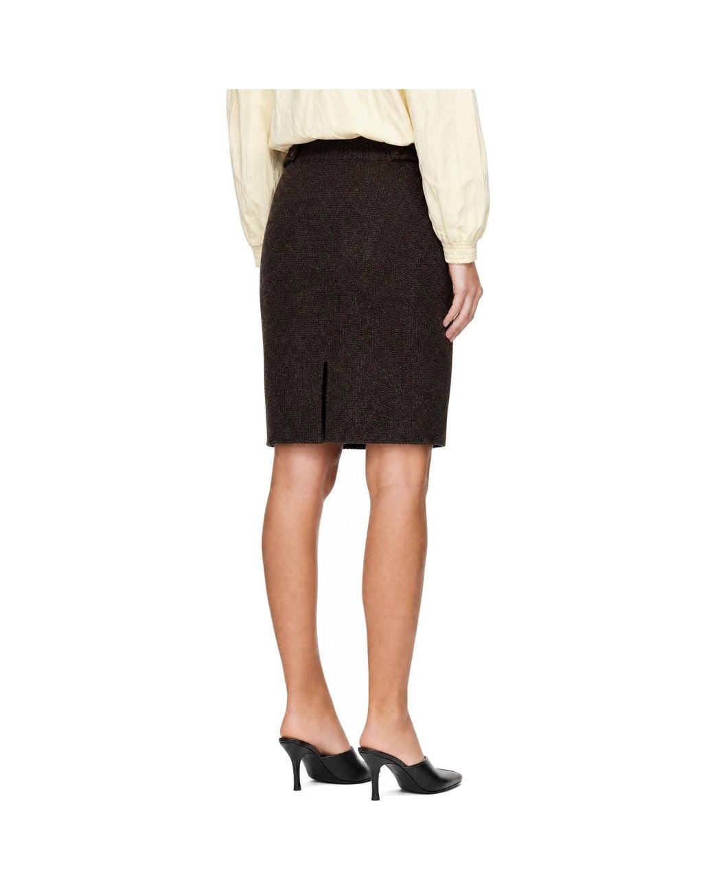 ShuShu/Tong Black Straight Knit Midi Skirt