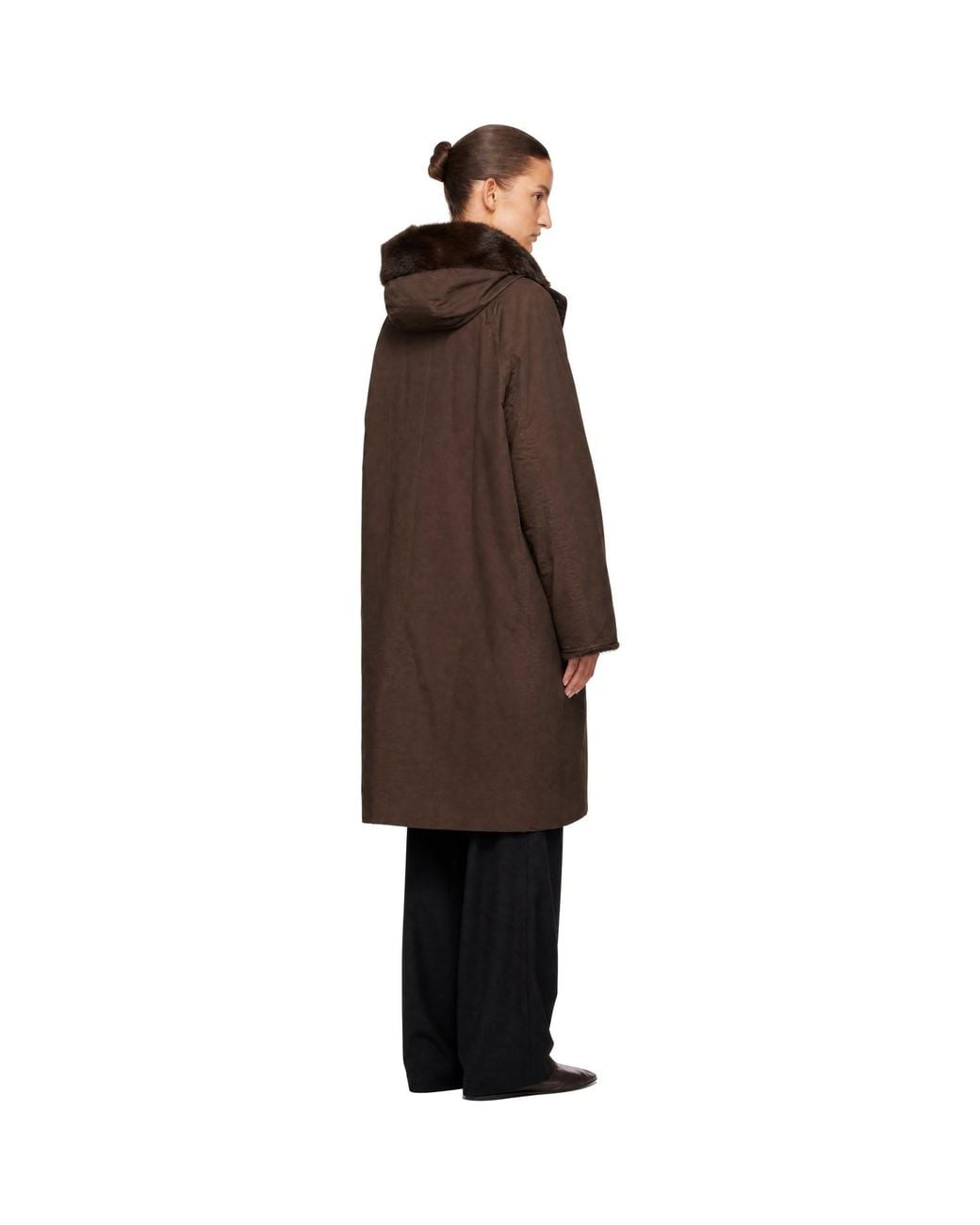 LE17SEPTEMBRE Brown Hooded Faux-Fur Coat