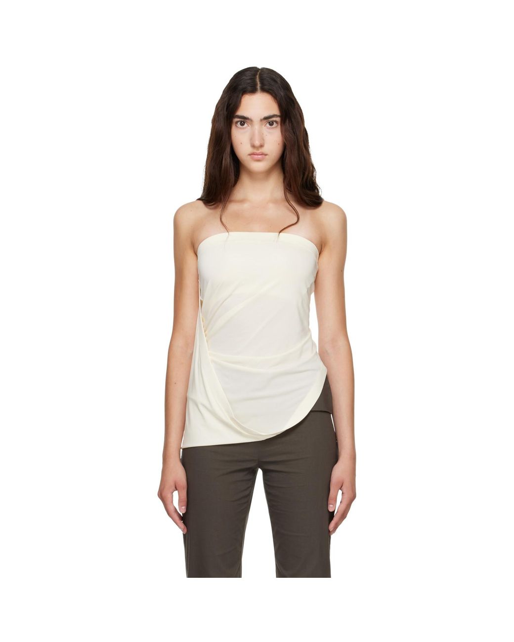 Helmut Lang Natural Off- Twisted Tube Top