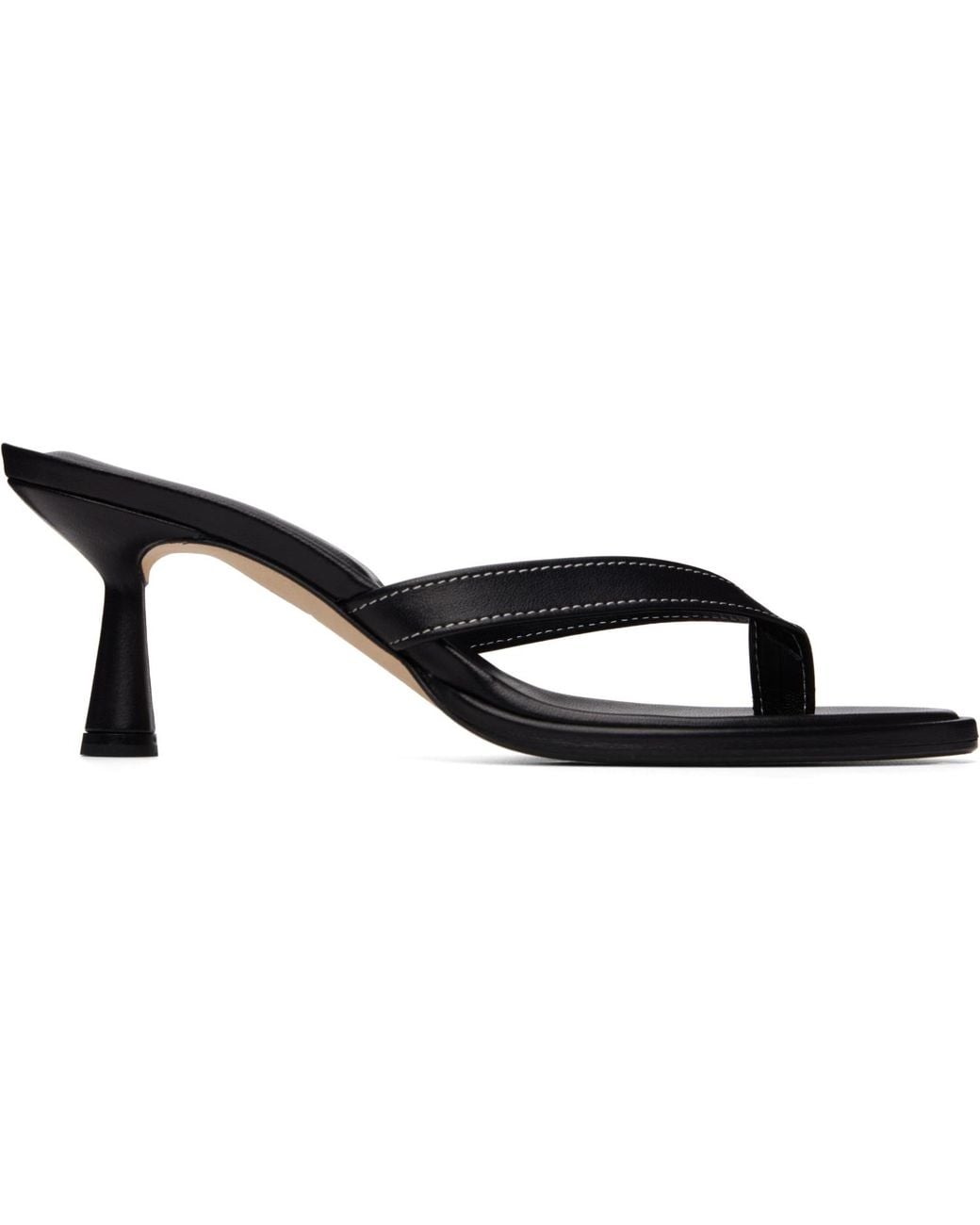Aeyde Black Daphne Leather Thong Heeled Sandals