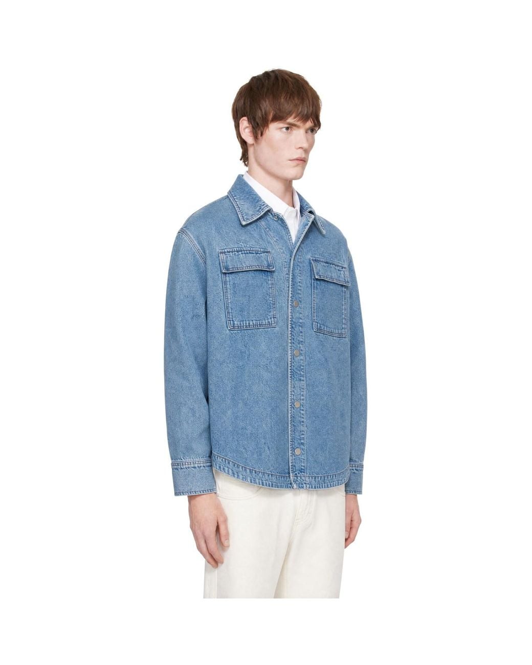 AMI Blue Camp Collar Overshirt for men