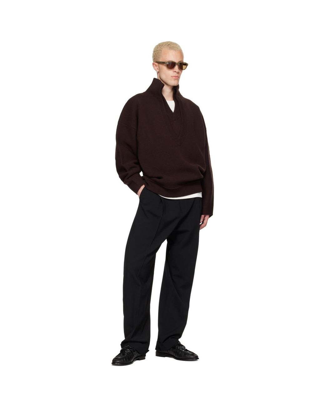 Bottega Veneta Black Chunky Compact Knit Wool Sweater for men