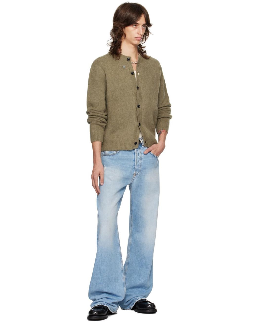 Tonywack ニットポロ Tonywack Grey High Neck Swater With Zip In Wool Blend Man