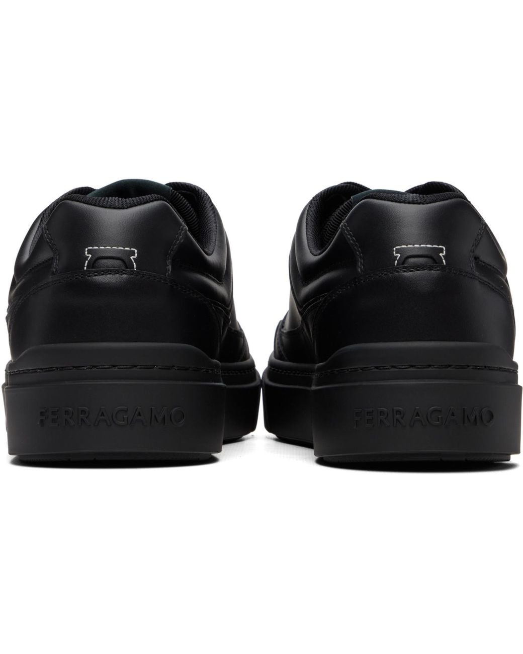 Ferragamo Black Gancini Leather Sneakers for men