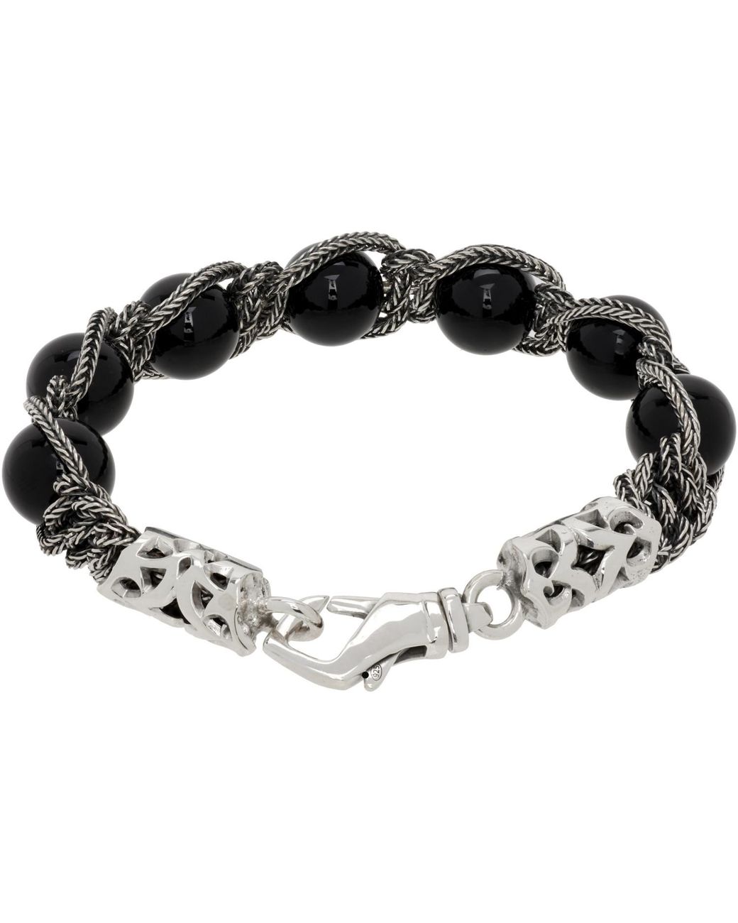 Emanuele Bicocchi Black Beads Bracelet for men