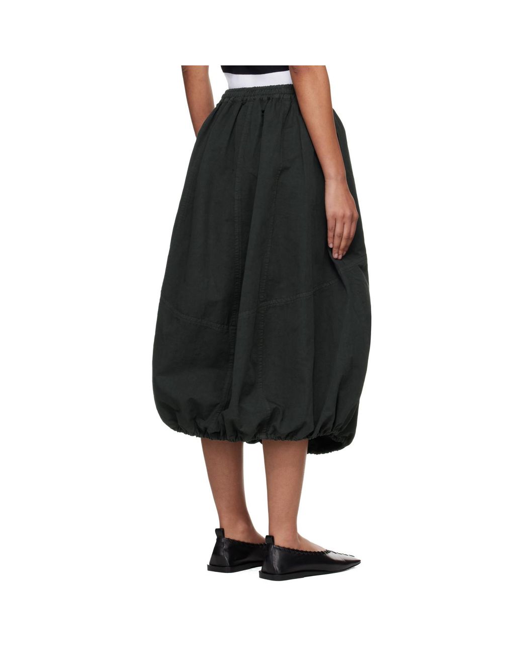YMC Black Khaki Parachute Midi Skirt