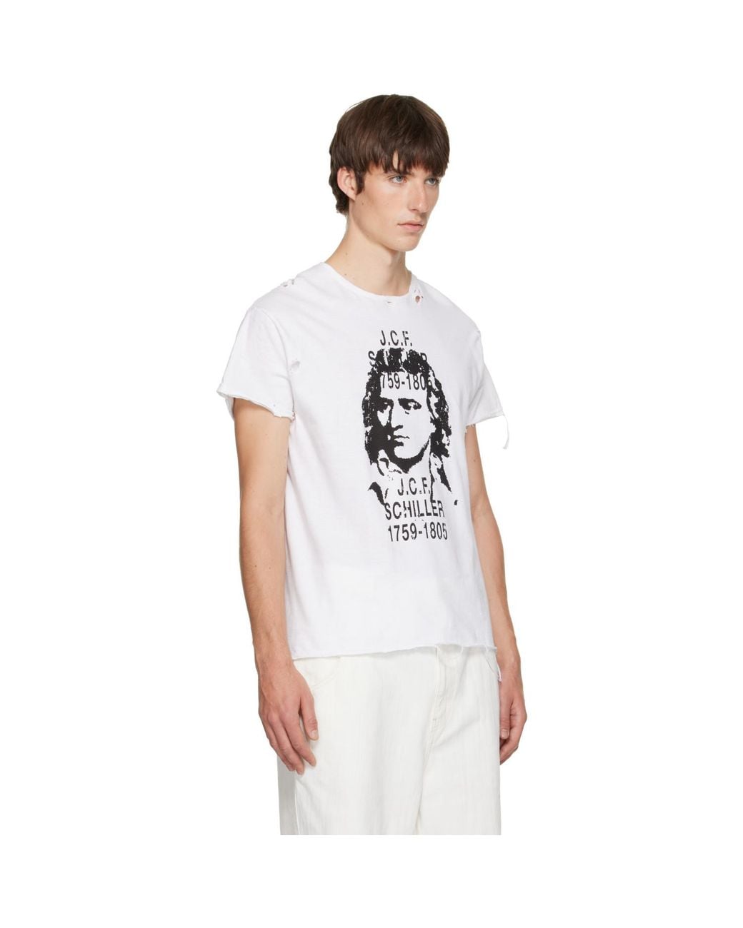HYACYN White Distressed 'Jcf Schiller' T-Shirt for men
