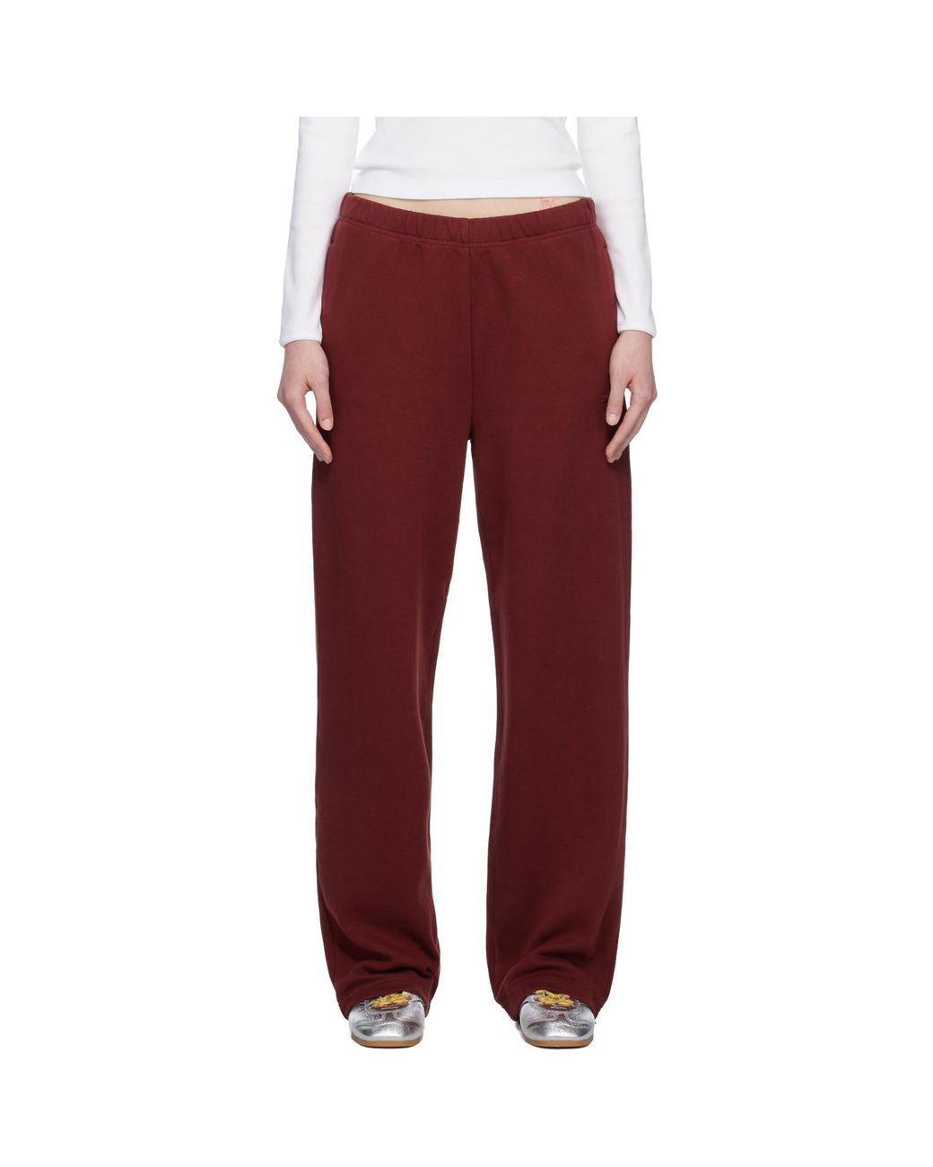 Skims Red Cotton Fleece Classic Straight Leg Sweatpants