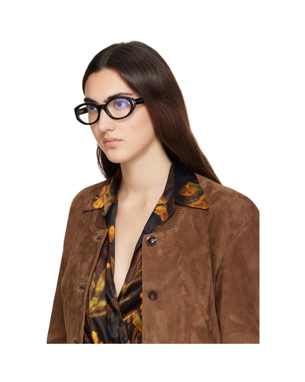 Tom Ford Brown Oval Block Glasses