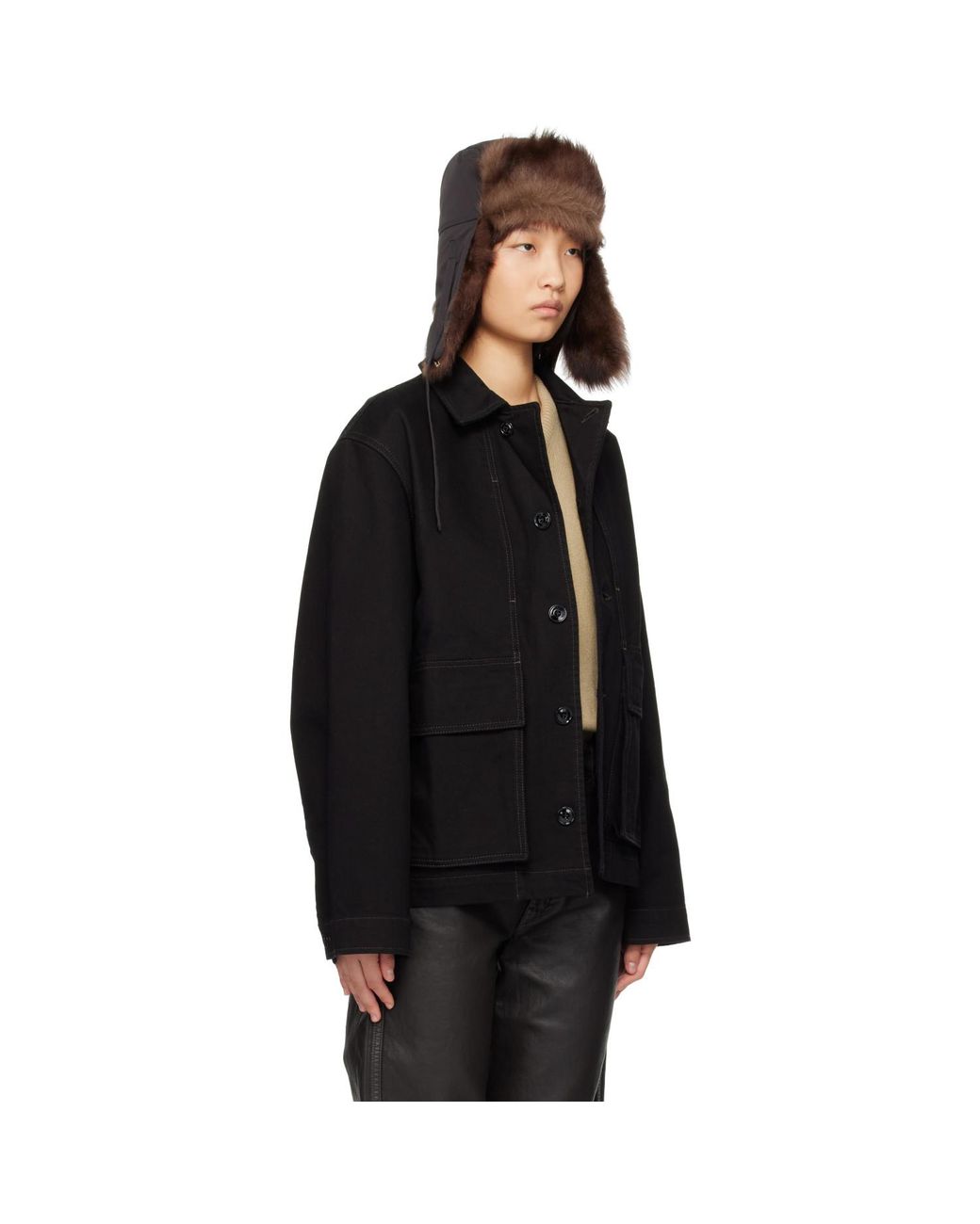 Lemaire Brown Fuzzy Chapka Hat