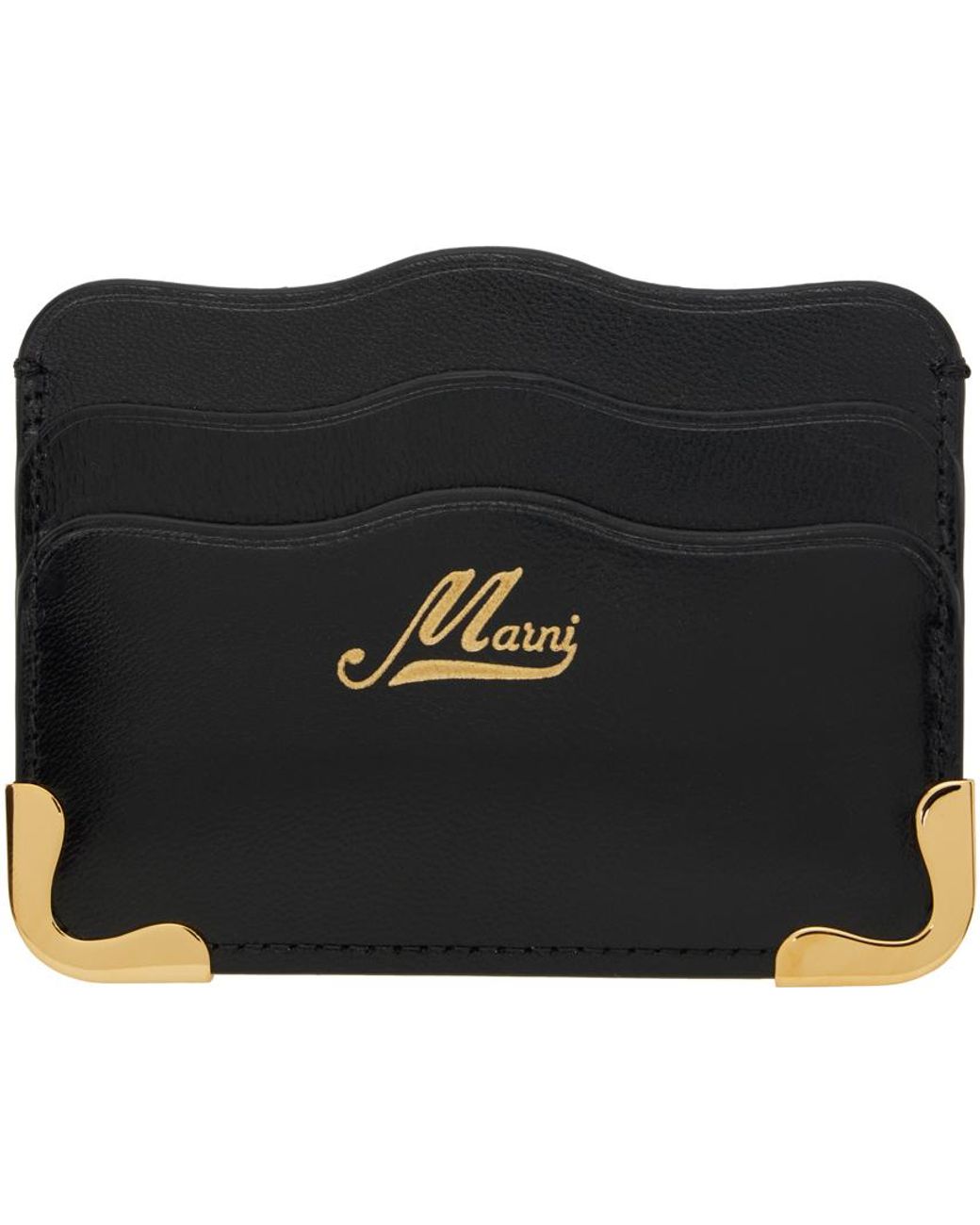 Marni Black Leather Wavy Card Holder | Lyst