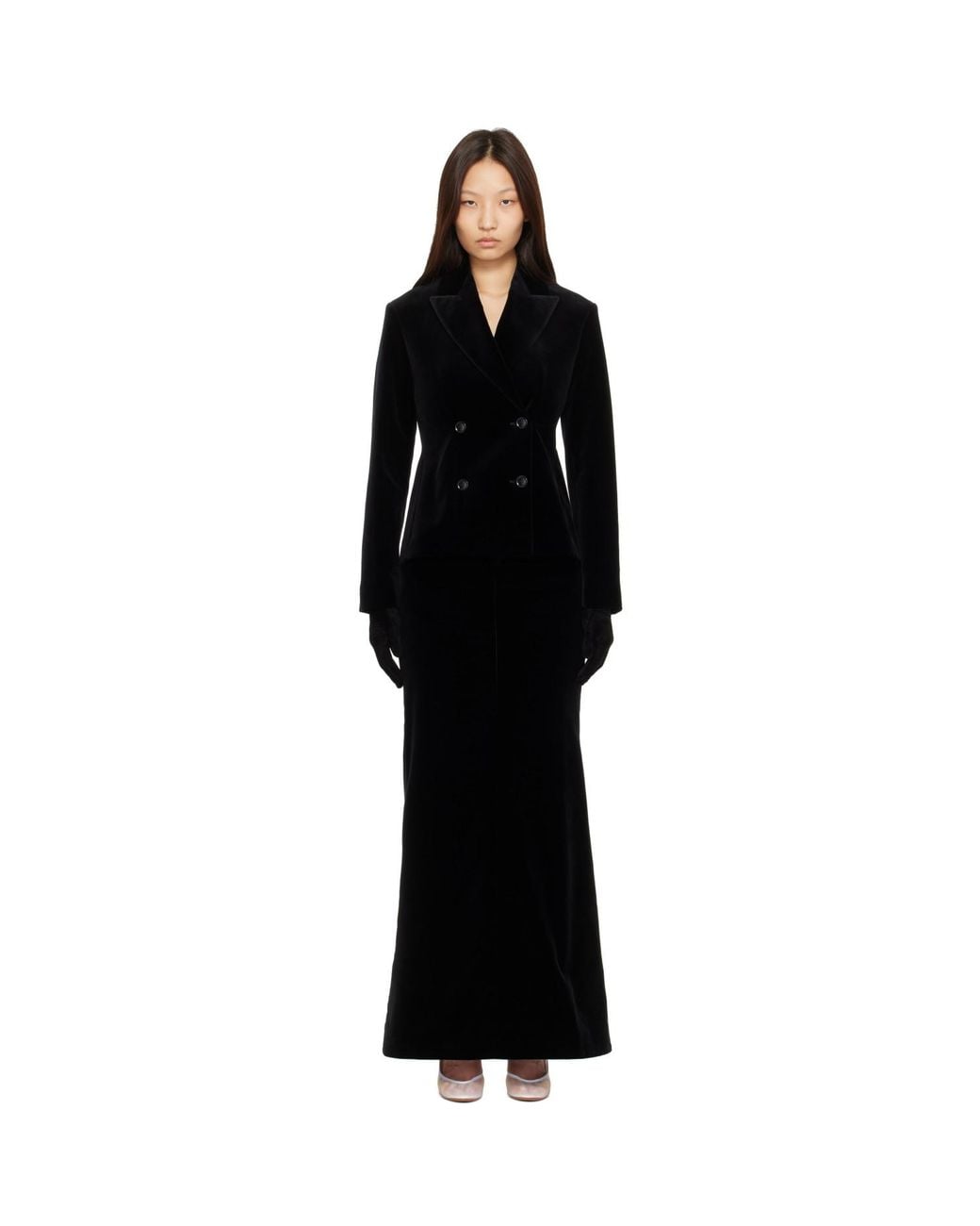 Alaïa Black Crepe Wool Tailored Coat