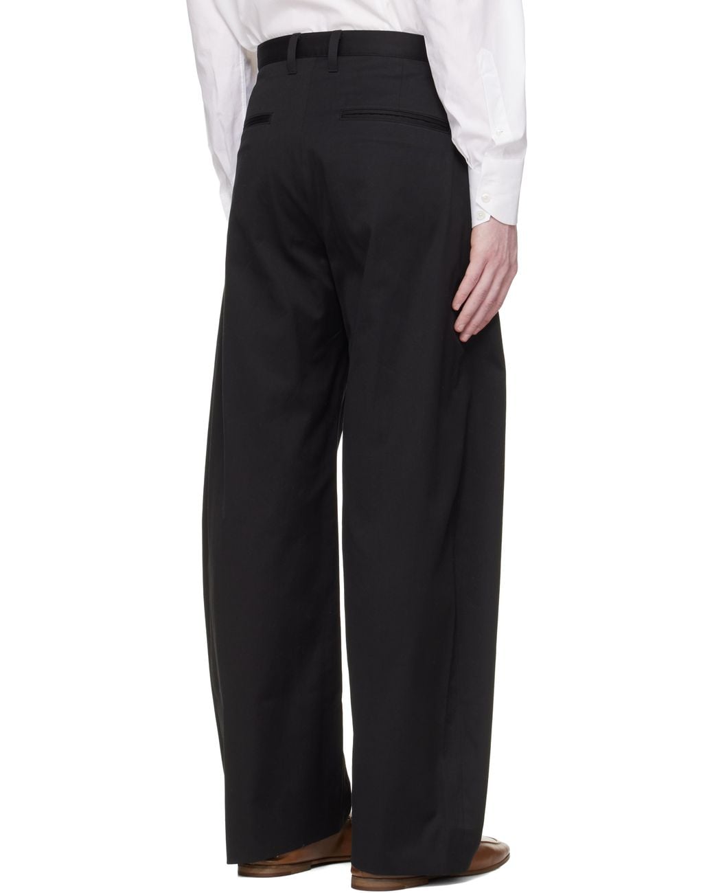 Ssstein Black Cotton Satin Round Trousers for men