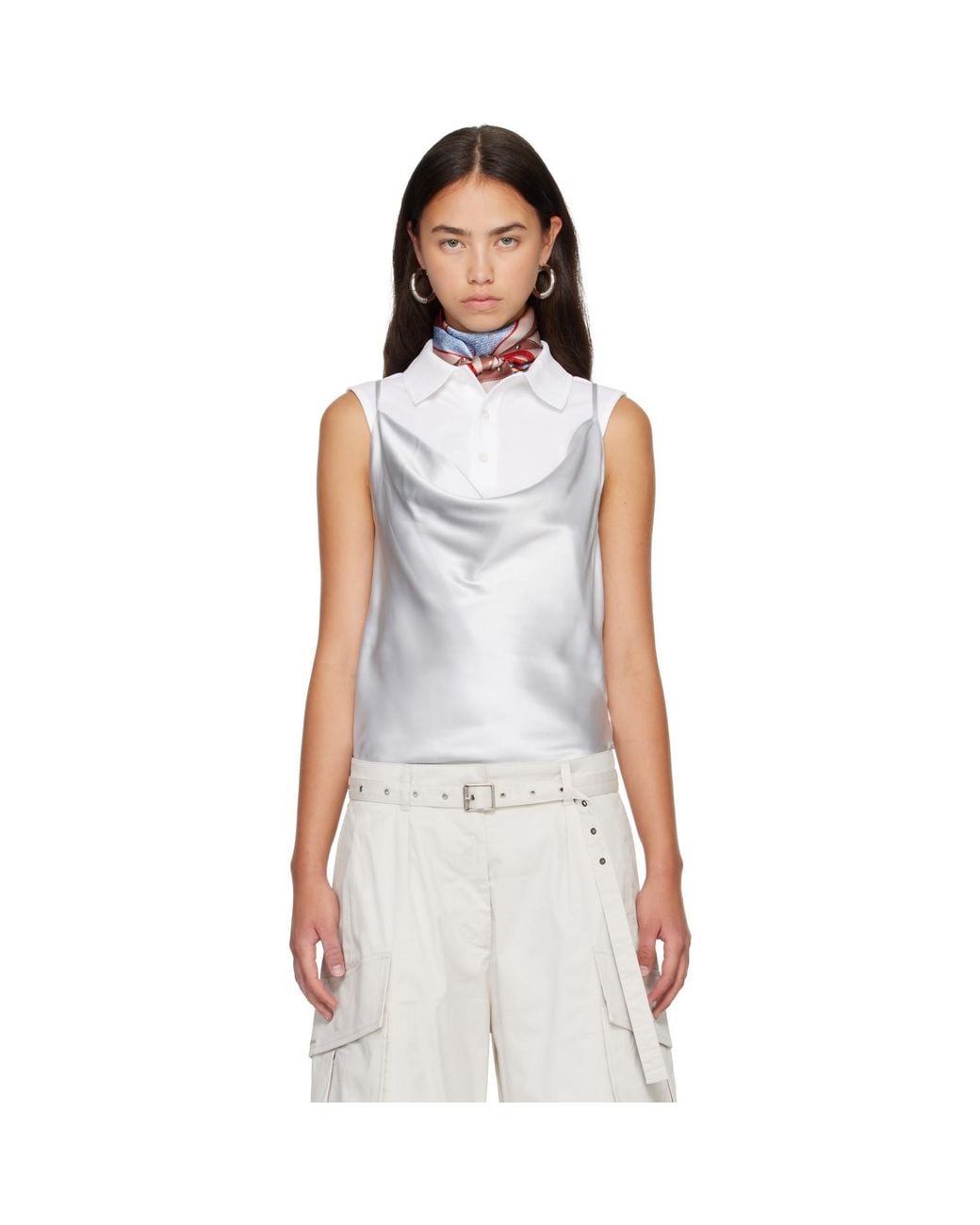 Acne Blue Shiny Satin Top
