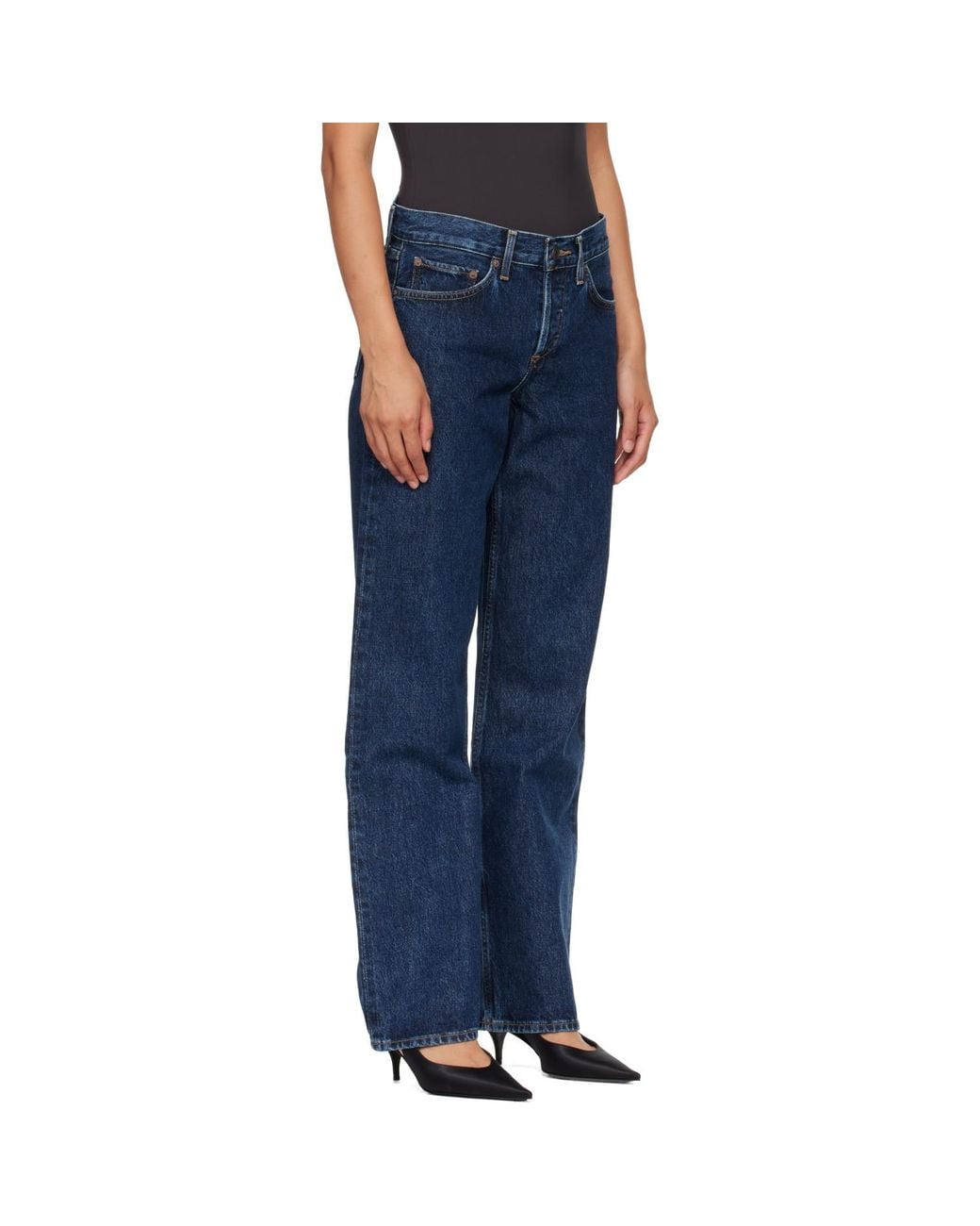 Agolde Blue Low Rise Loose Jeans