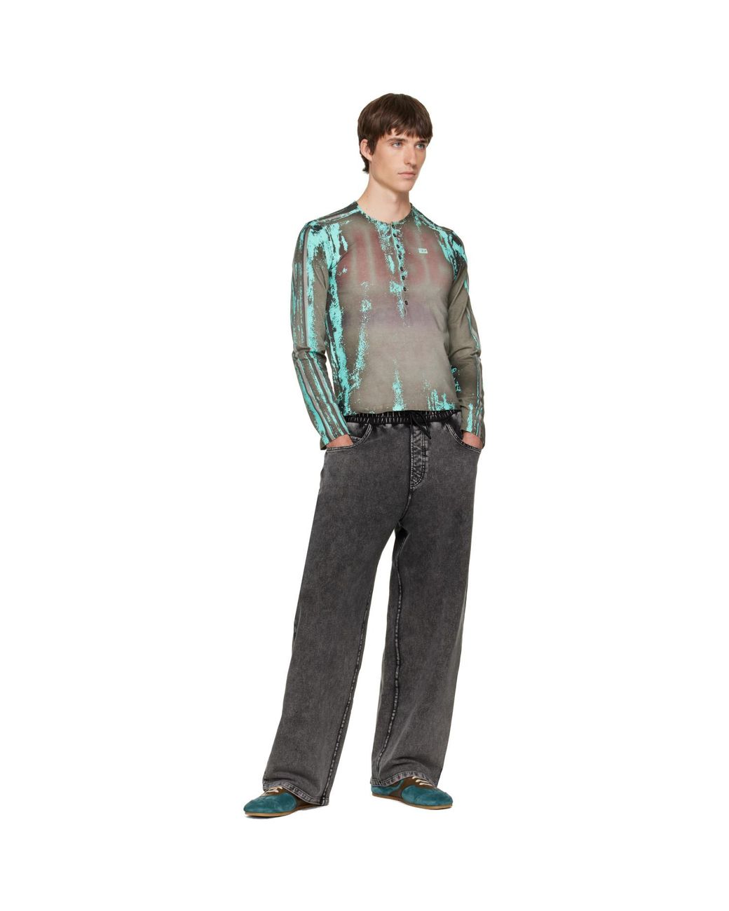 DIESEL Gray Denim-Effect Sweatpants for men