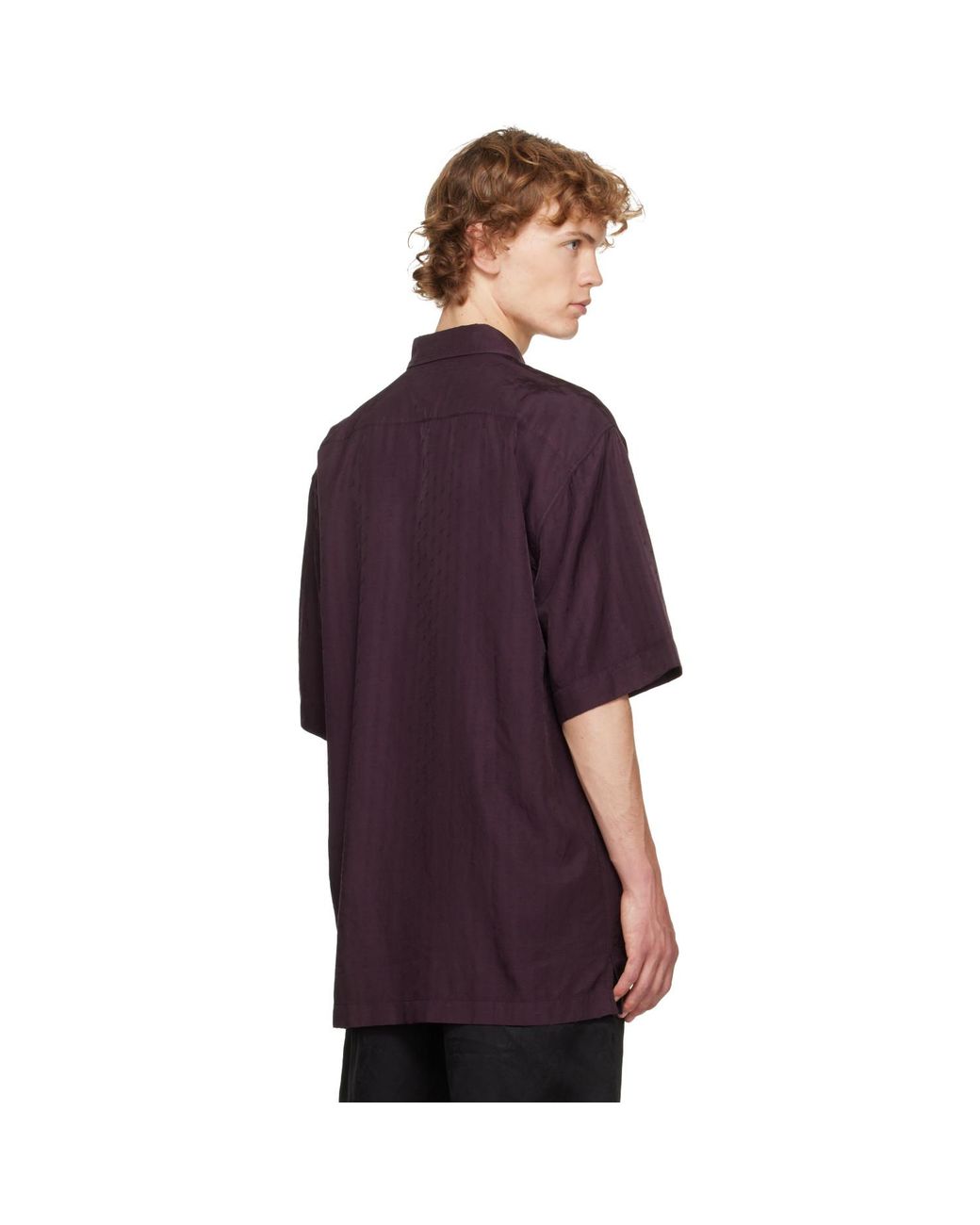 Dries Van Noten Purple Burgundy Floral Shirt for men