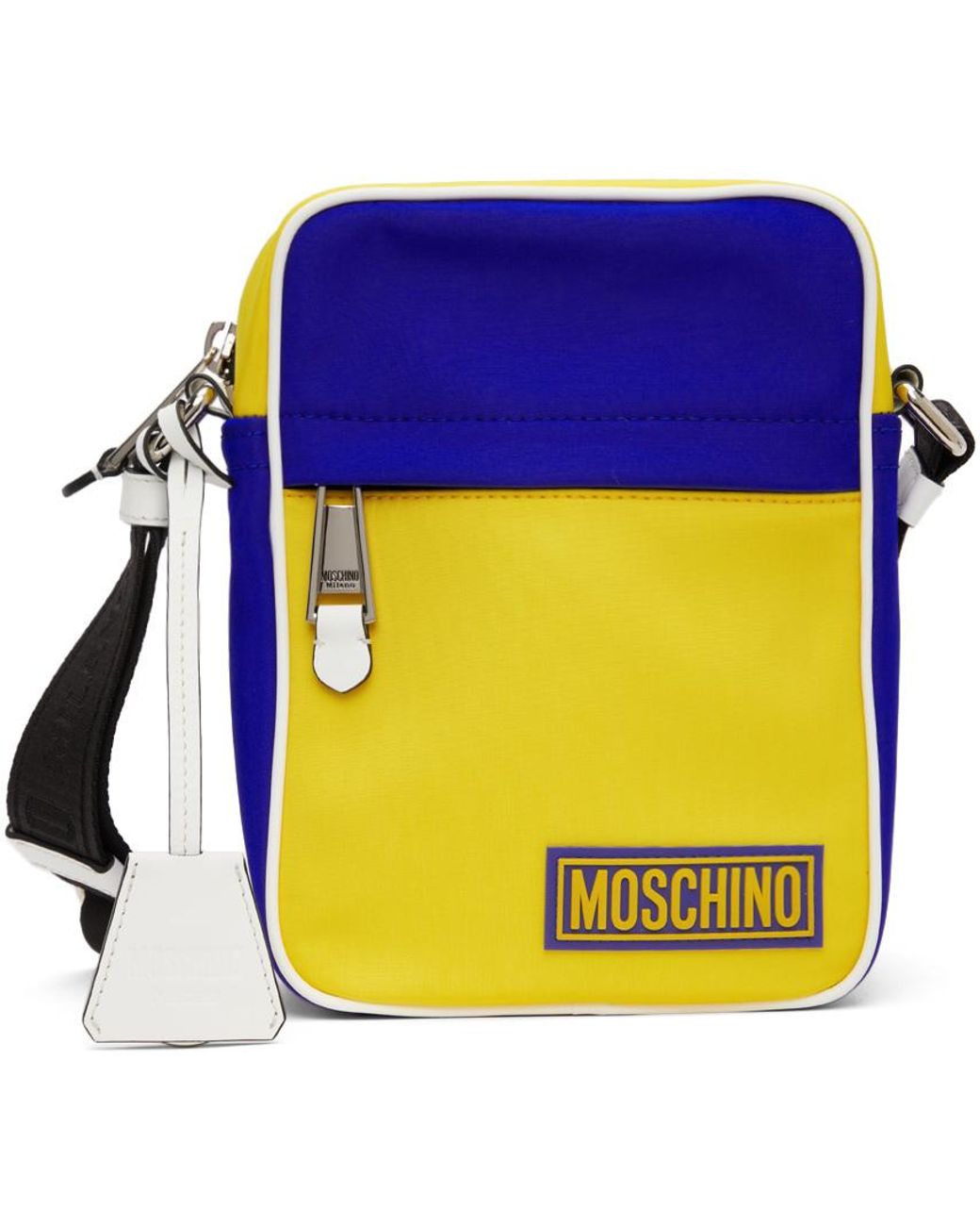 Moschino Synthetic Blue & Yellow Logo Messenger Bag for Men Lyst