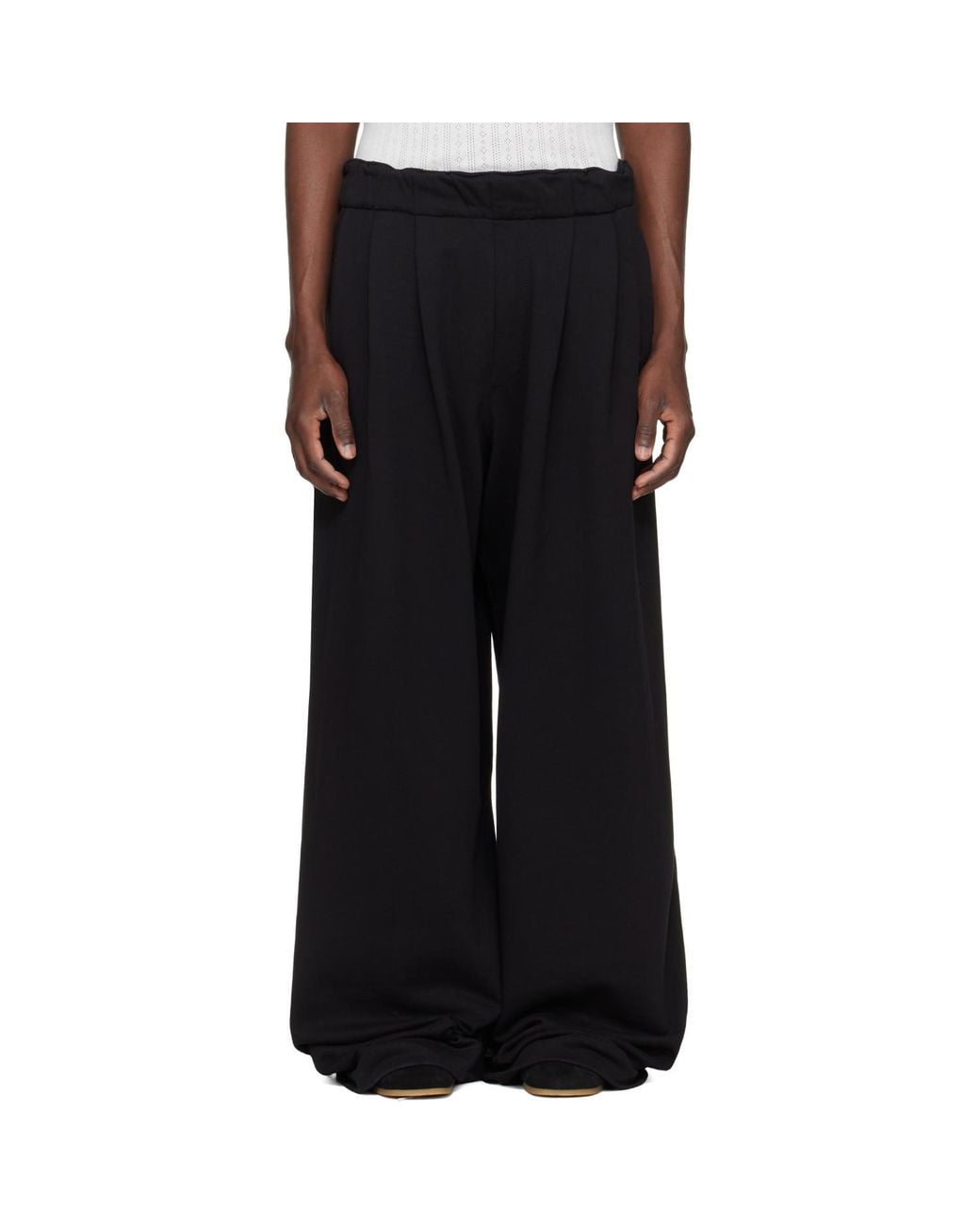 Dries Van Noten Black Pleated Sweatpants for men