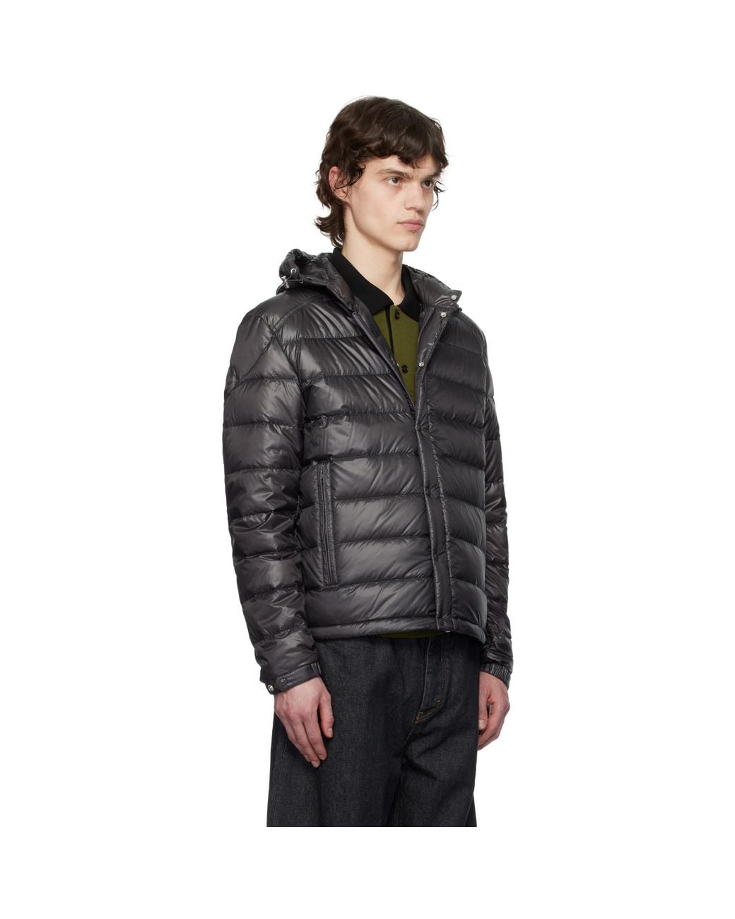 Moncler Black Gliere Hooded Short Down Jacket for men