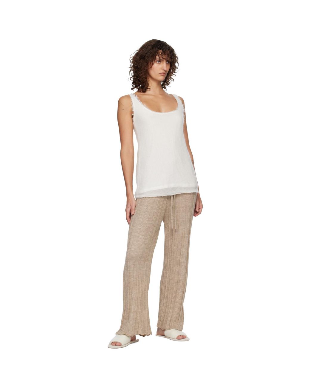 Lauren Manoogian Natural Plisse Lounge Pants