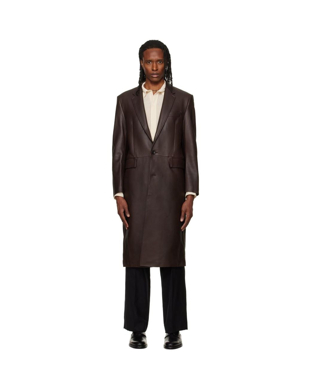 TONYWACK Black Lambskin Leather Single Coat for men