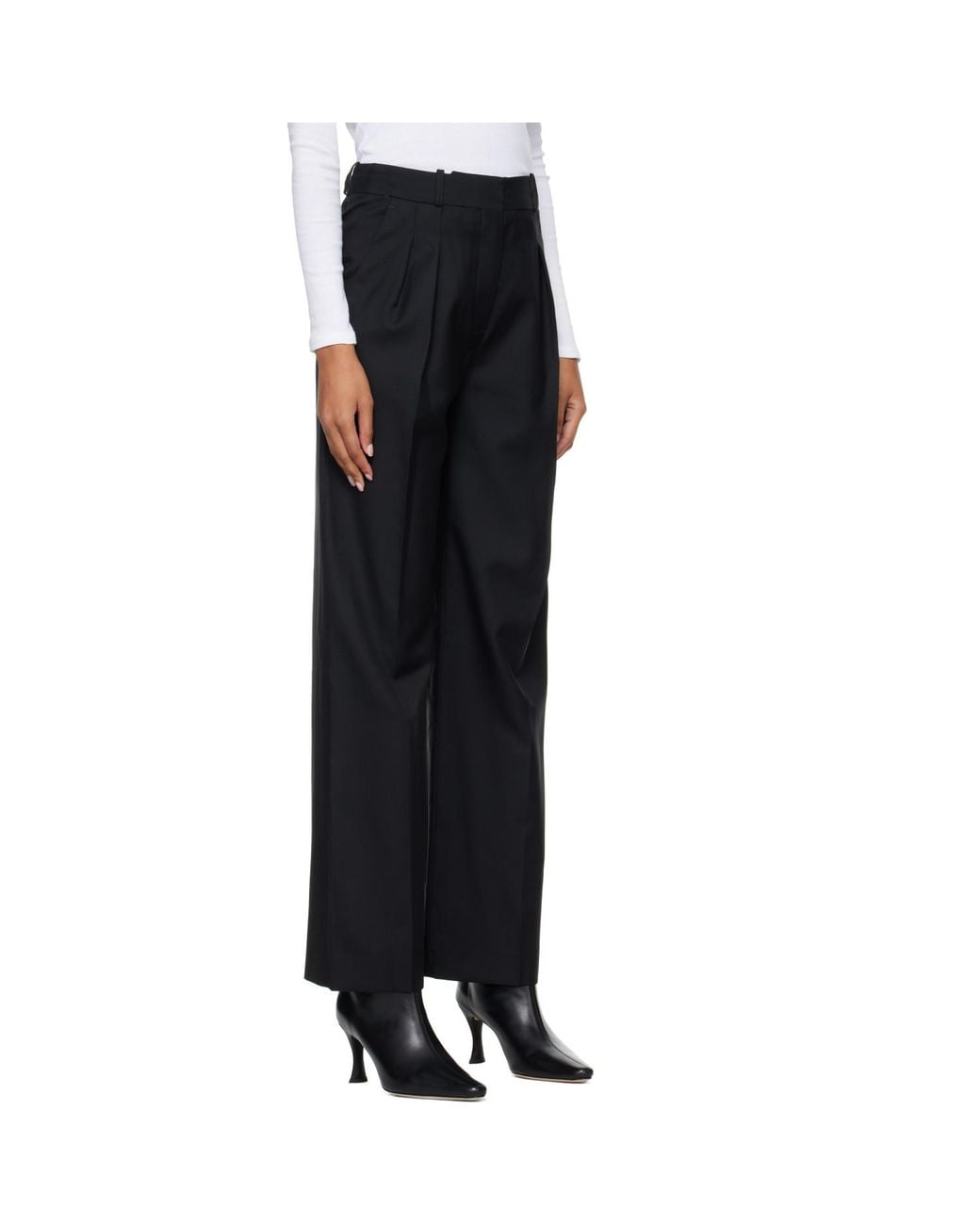 Loulou de Saison Black Sbiru Virgin Wool Pleated Trousers