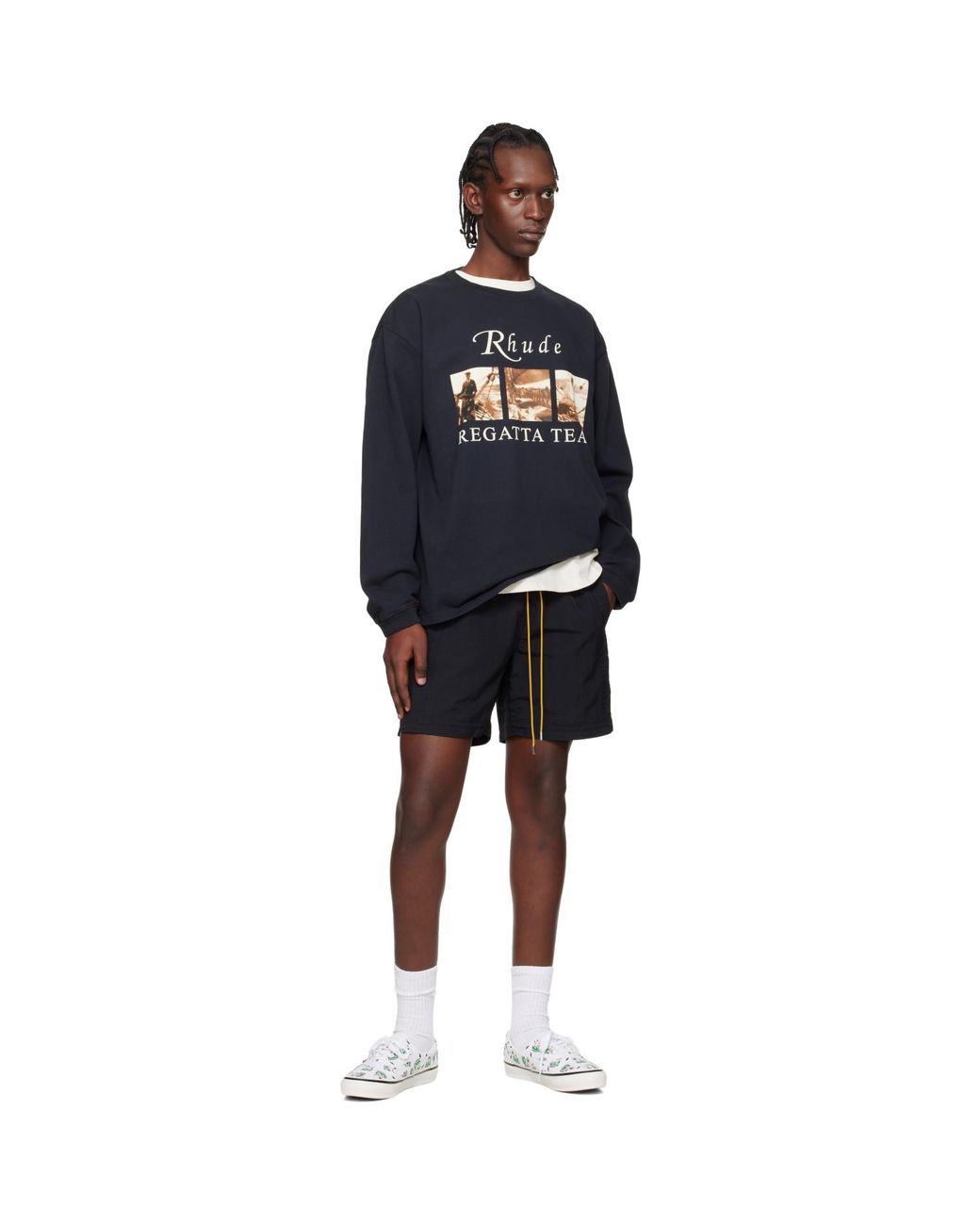 Rhude Blue Usvi 'Regatta' Tour Ls T-Shirt for men