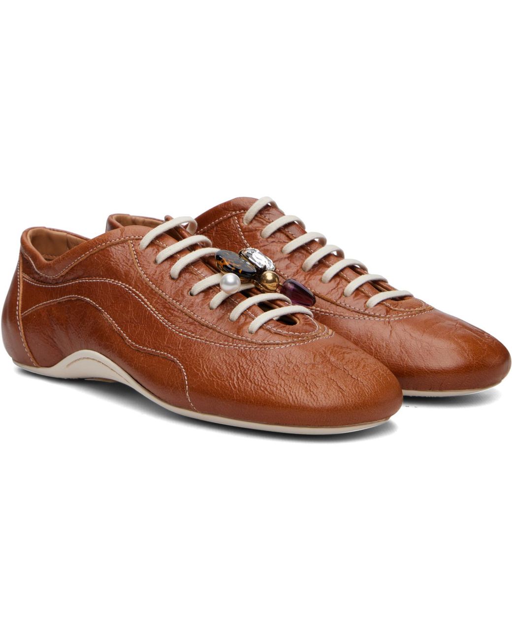 Dries Van Noten Brown Leather Ballerina Sneakers