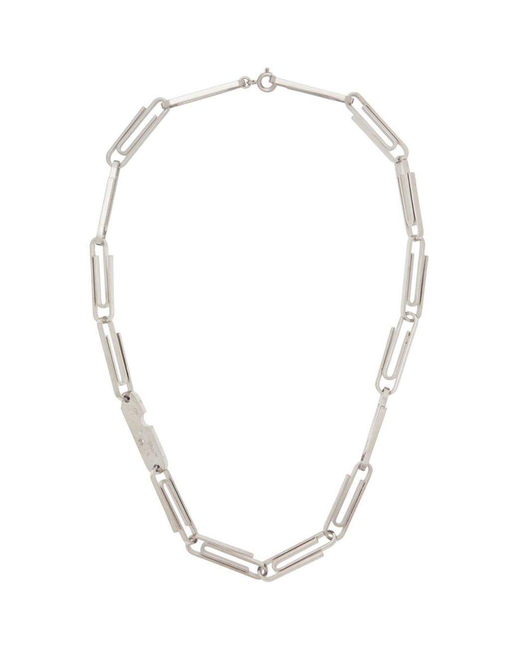 Buy Off-White Paperclip Necklace 'Silver' - OMZG028E20MET0017800