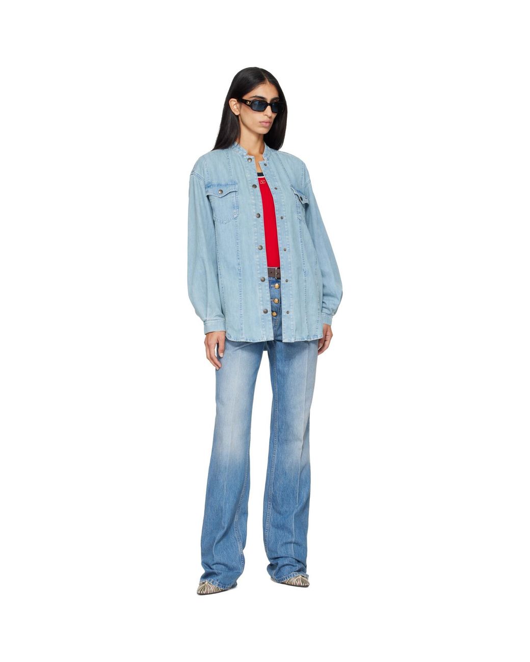 Valentino Blue Cotton Chambray Shirt