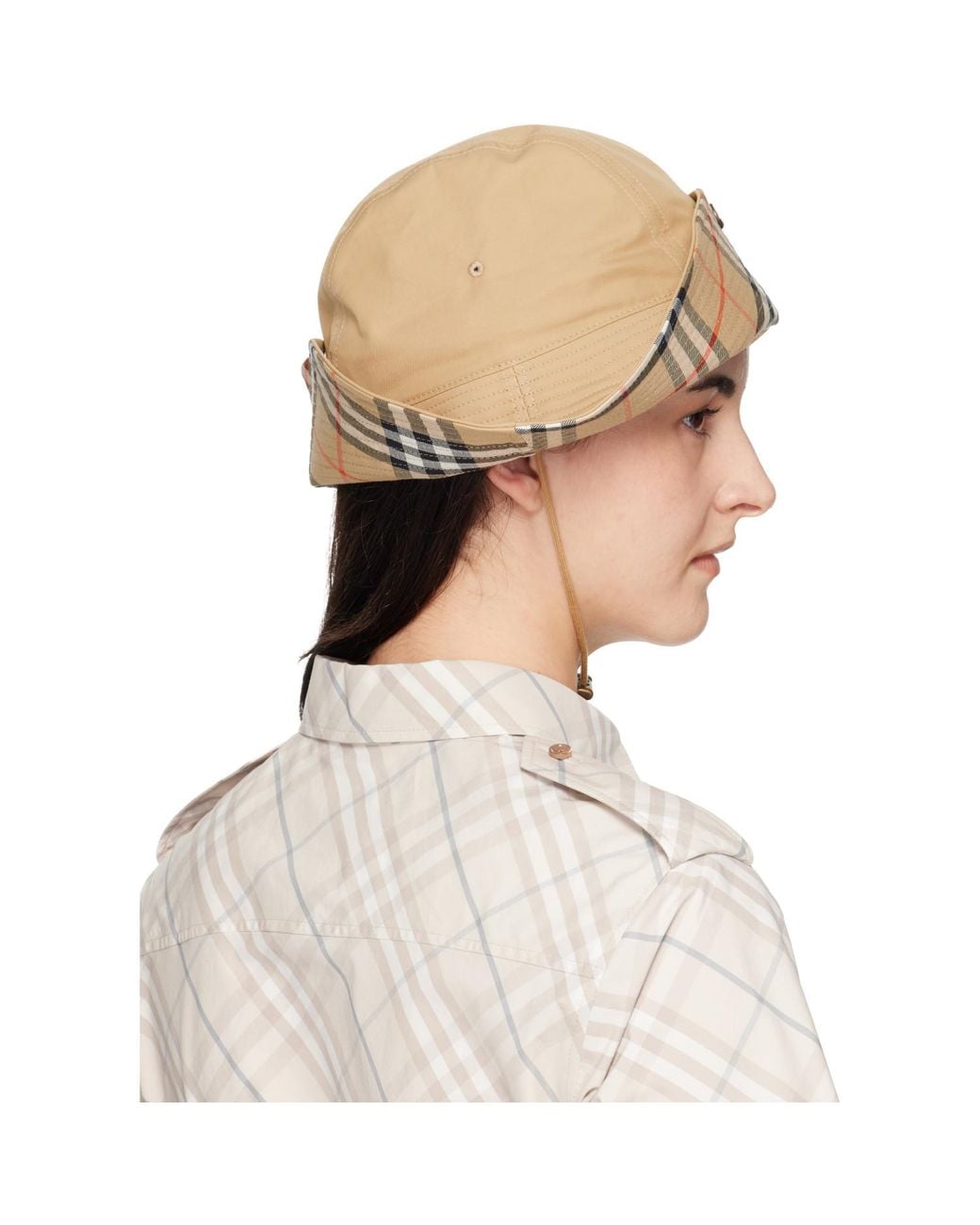Burberry Natural Check Brim Gabardine Hat