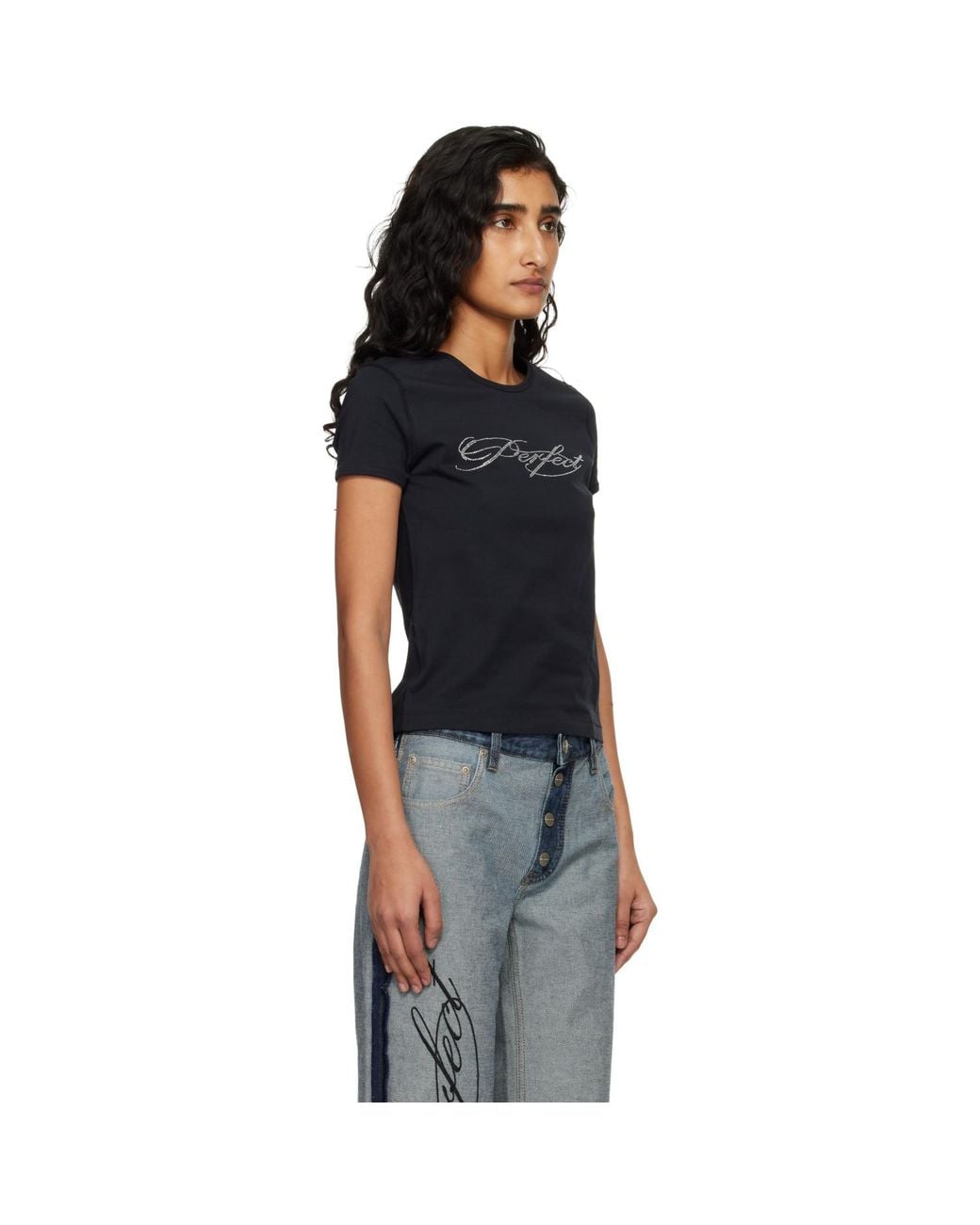 Marc Jacobs Black 'Perfect' Shrunken T-Shirt