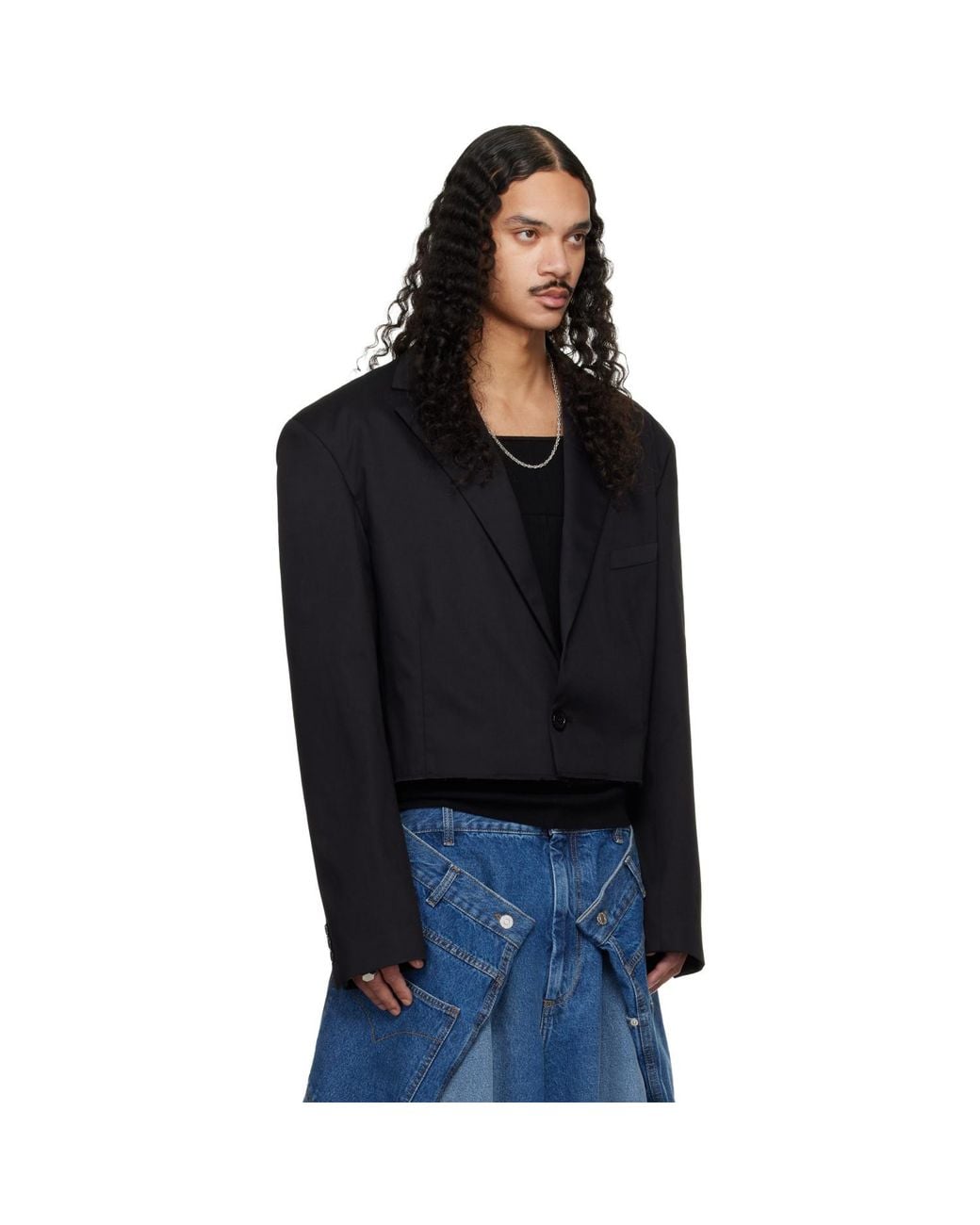 Lu'u Dan Black Slashed Blazer for men