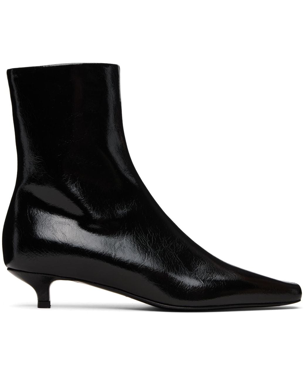 Totême Black Slim Naplack Ankle Boots