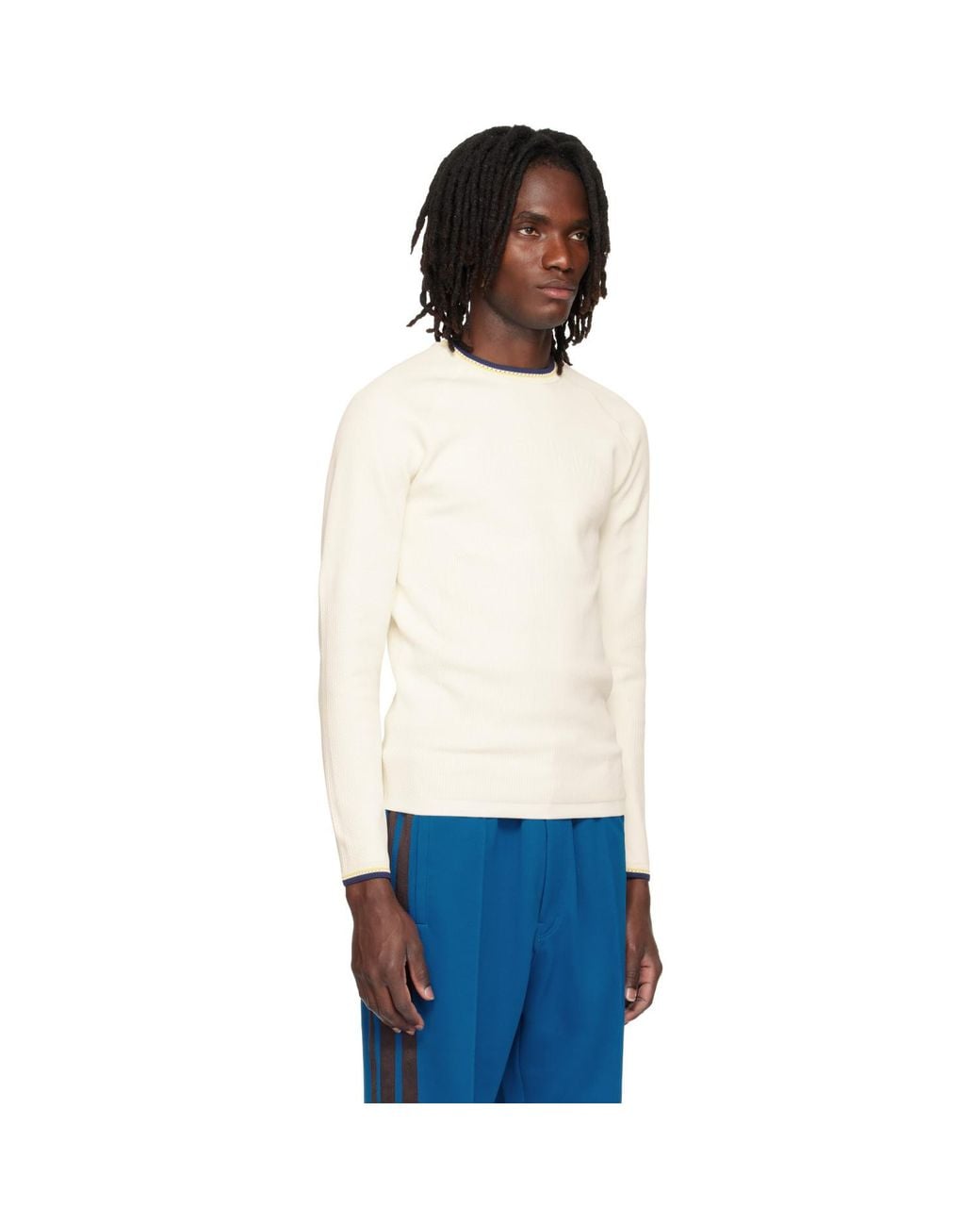Wales Bonner White Y-3 Edition Knit Base Sweater for men